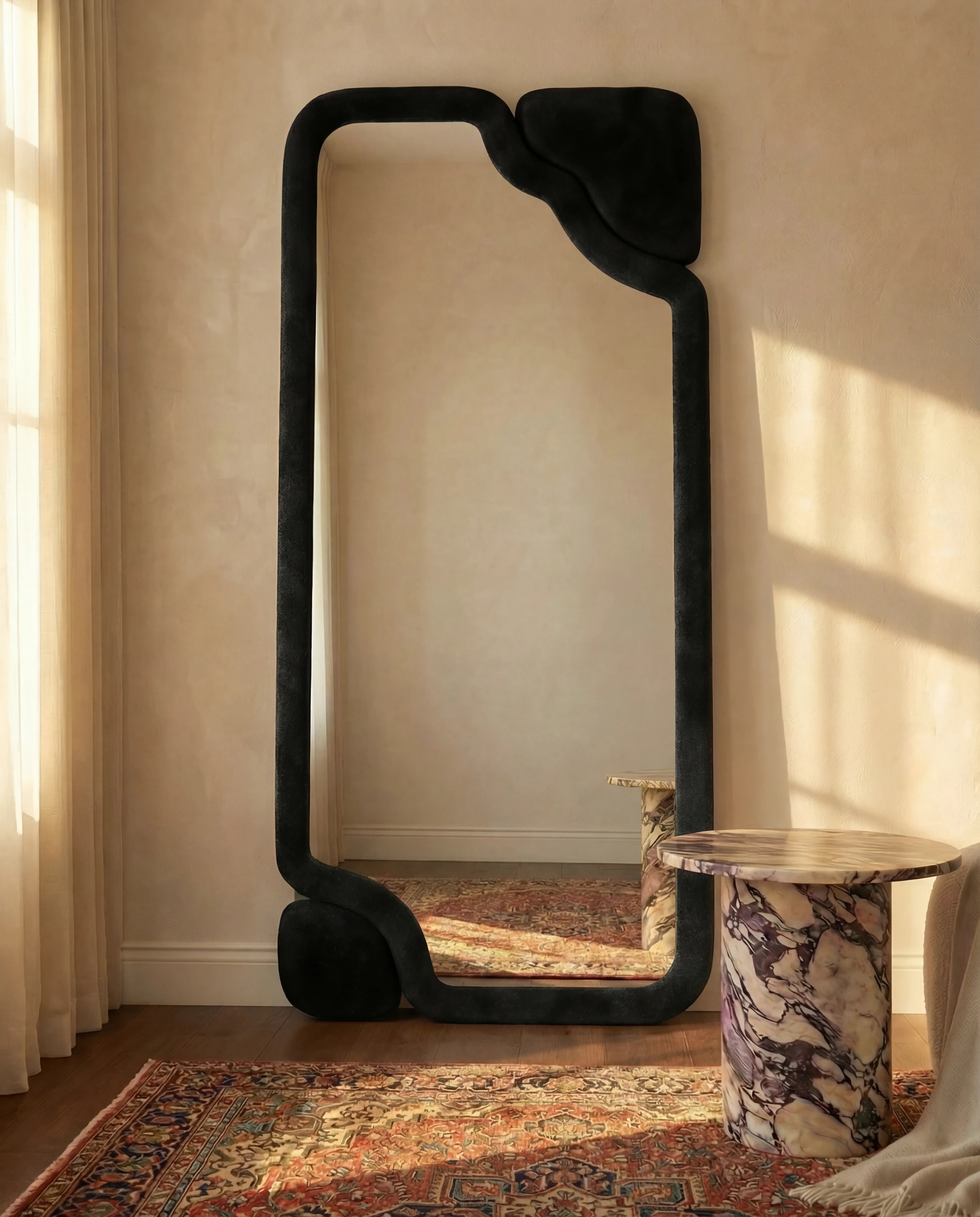 Leyla Black Decorative Full-Length Flannelette Wall Mirror