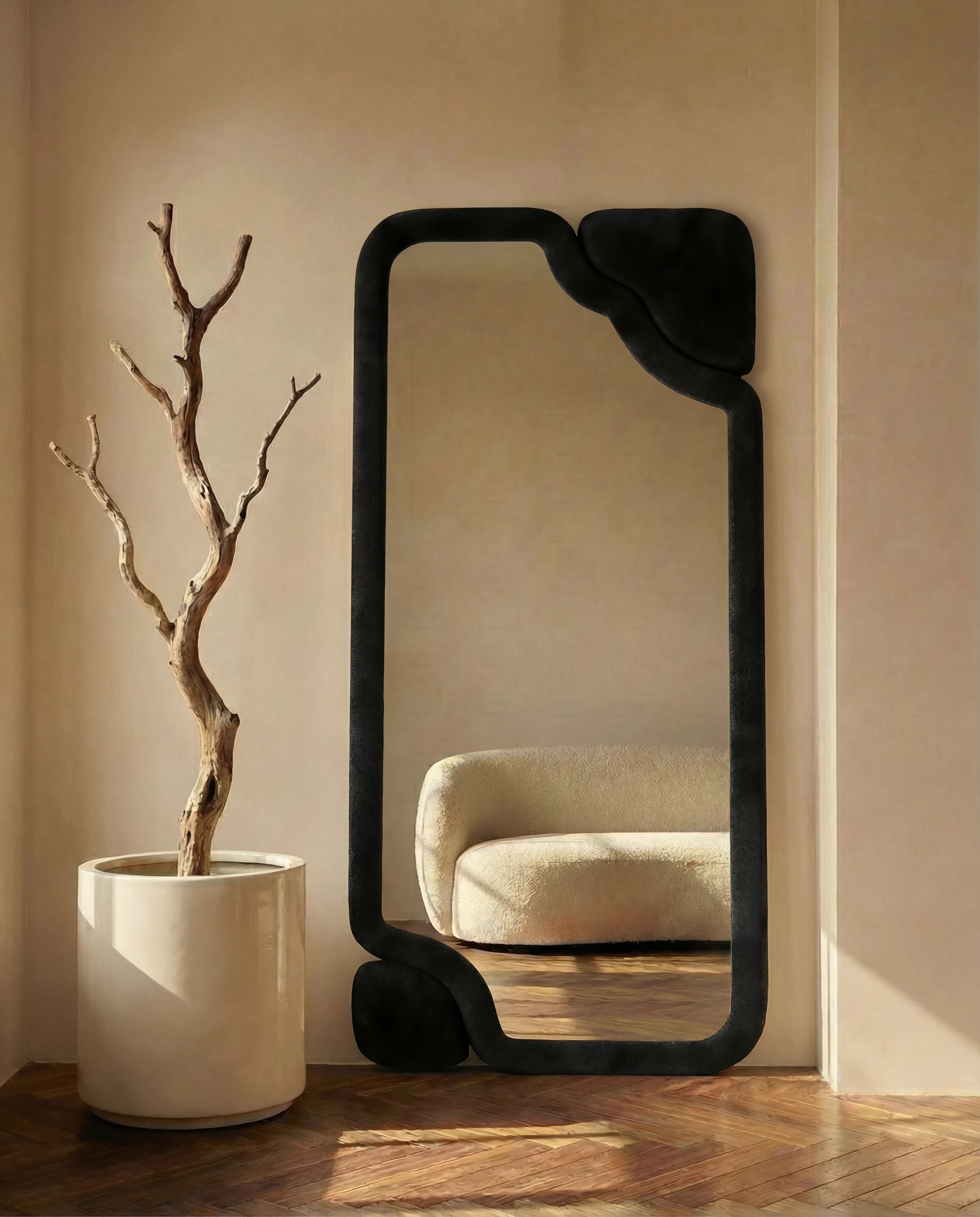 Leyla Black Decorative Full-Length Flannelette Wall Mirror