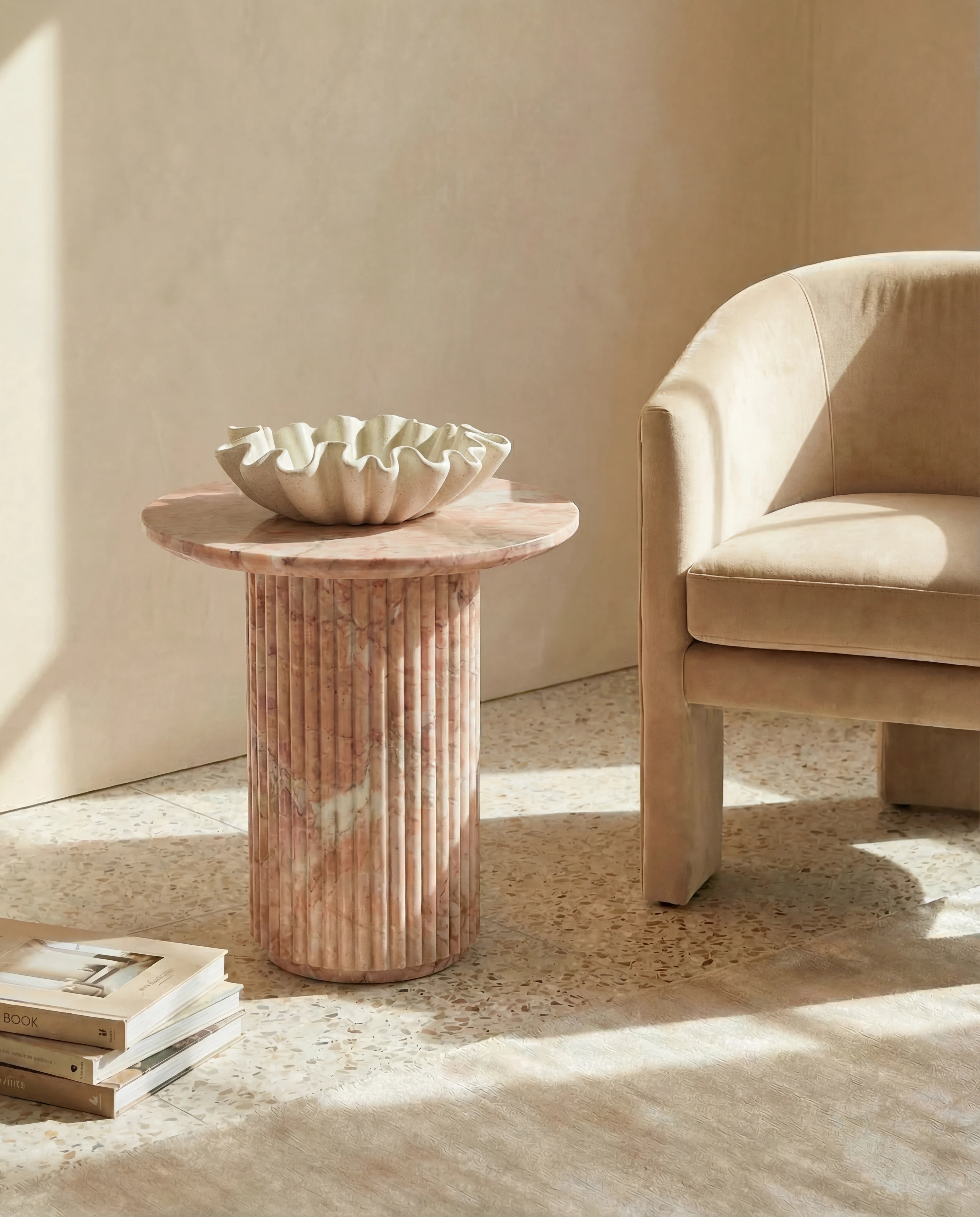 Lira Ruffled Decorative Speckled Ceramic Bowl