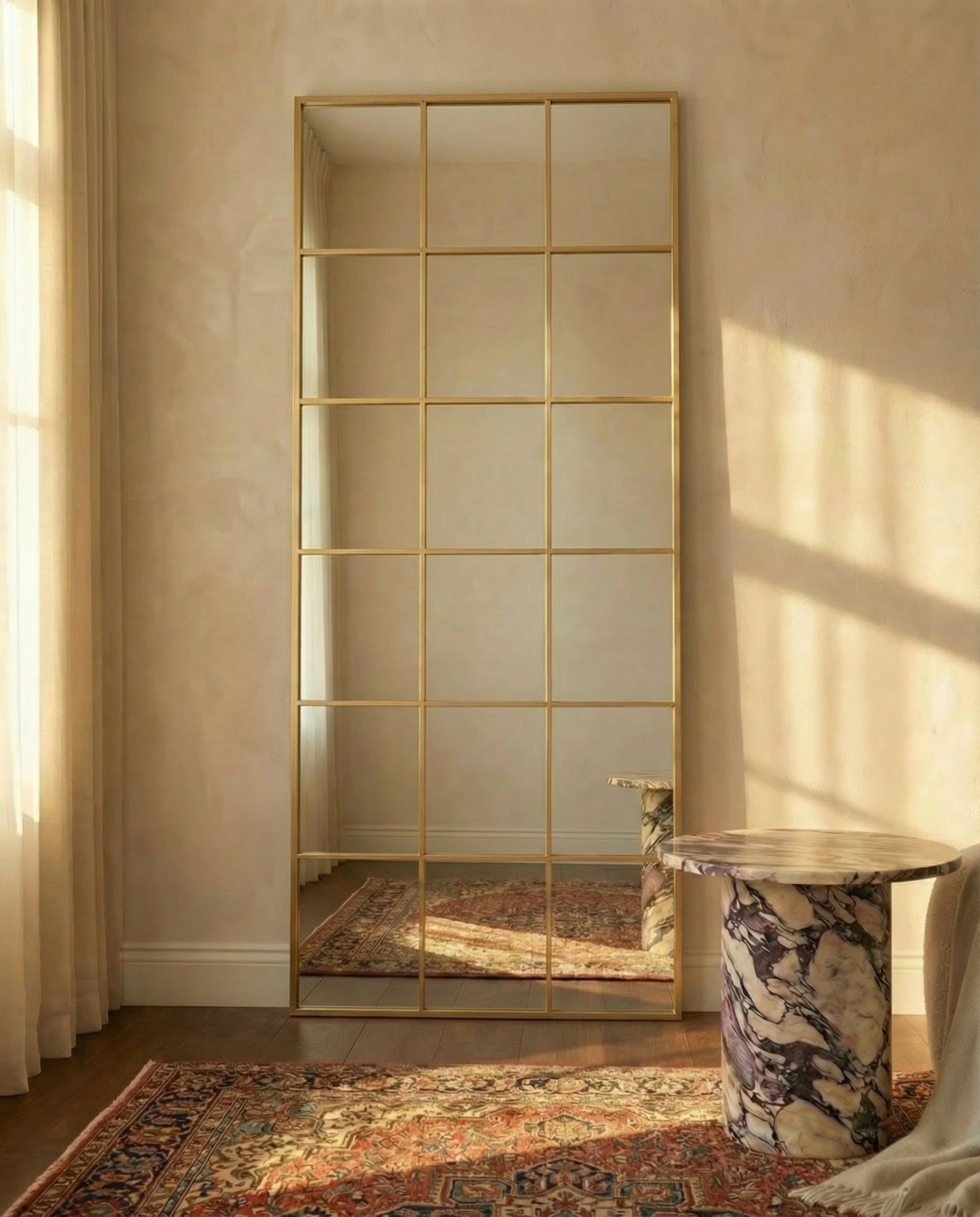 Lucia Luxury Golden Window Pane Mirror