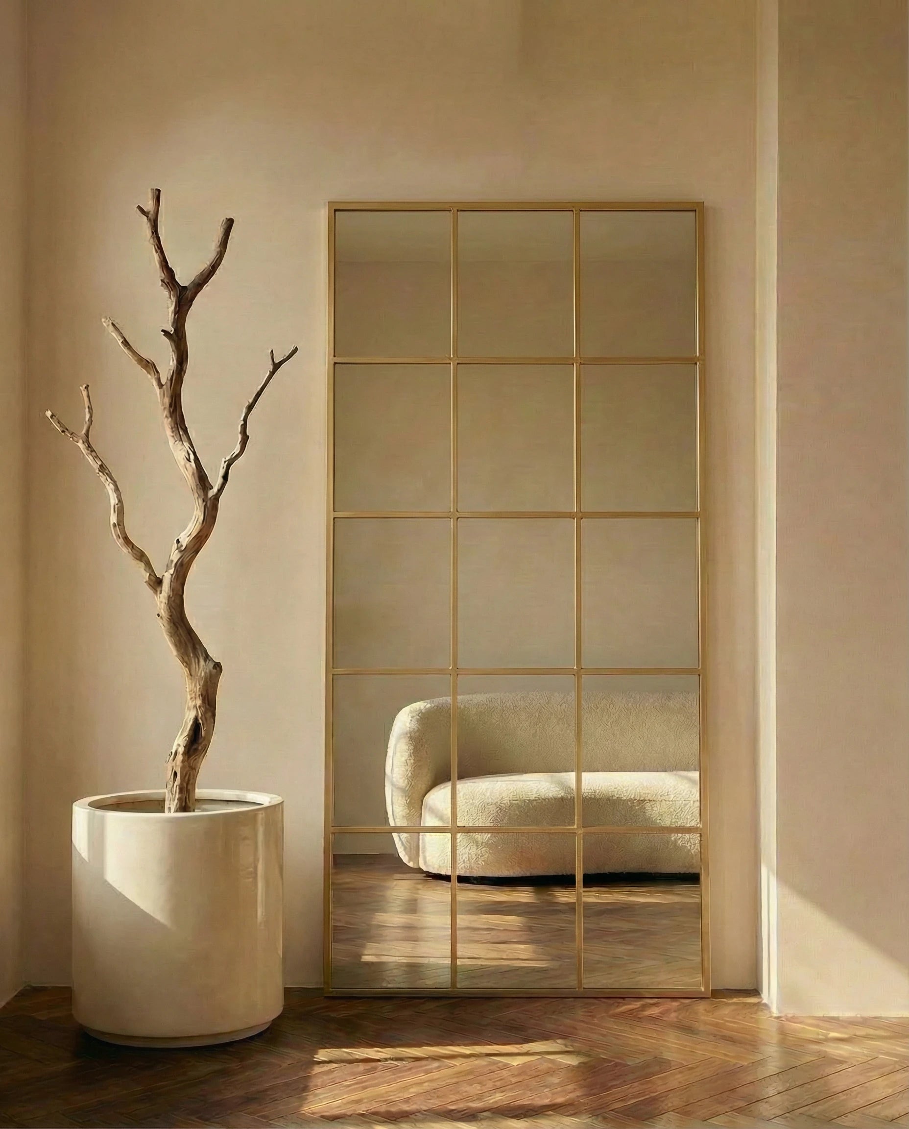 Lucia Luxury Golden Window Pane Mirror