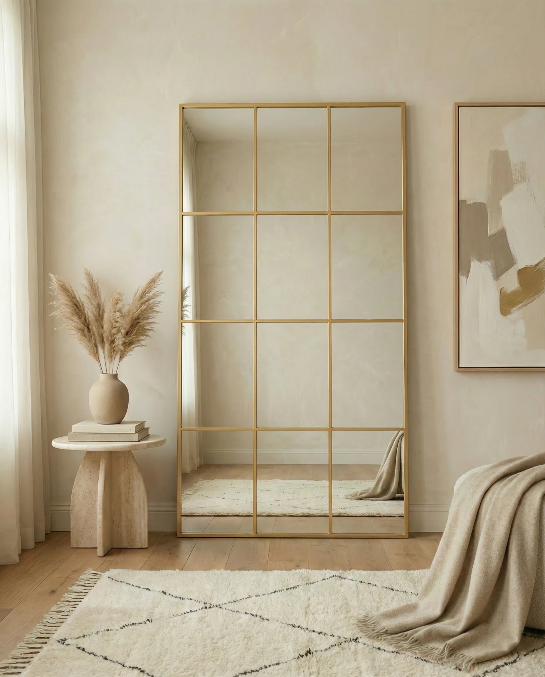 Lucia Luxury Golden Window Pane Mirror