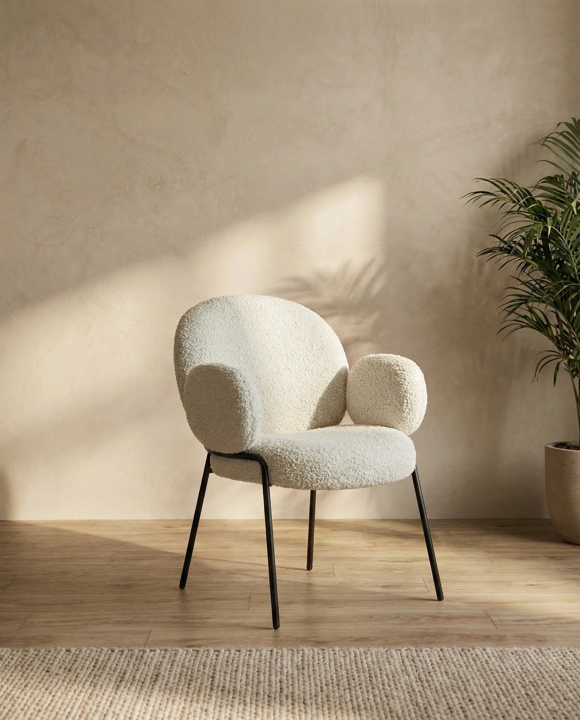 Lucia White Boucle Armchair