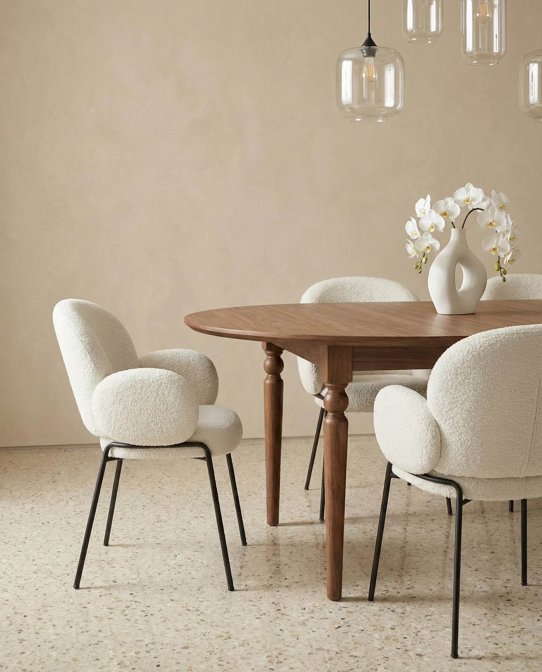 Lucia White Boucle Armchair