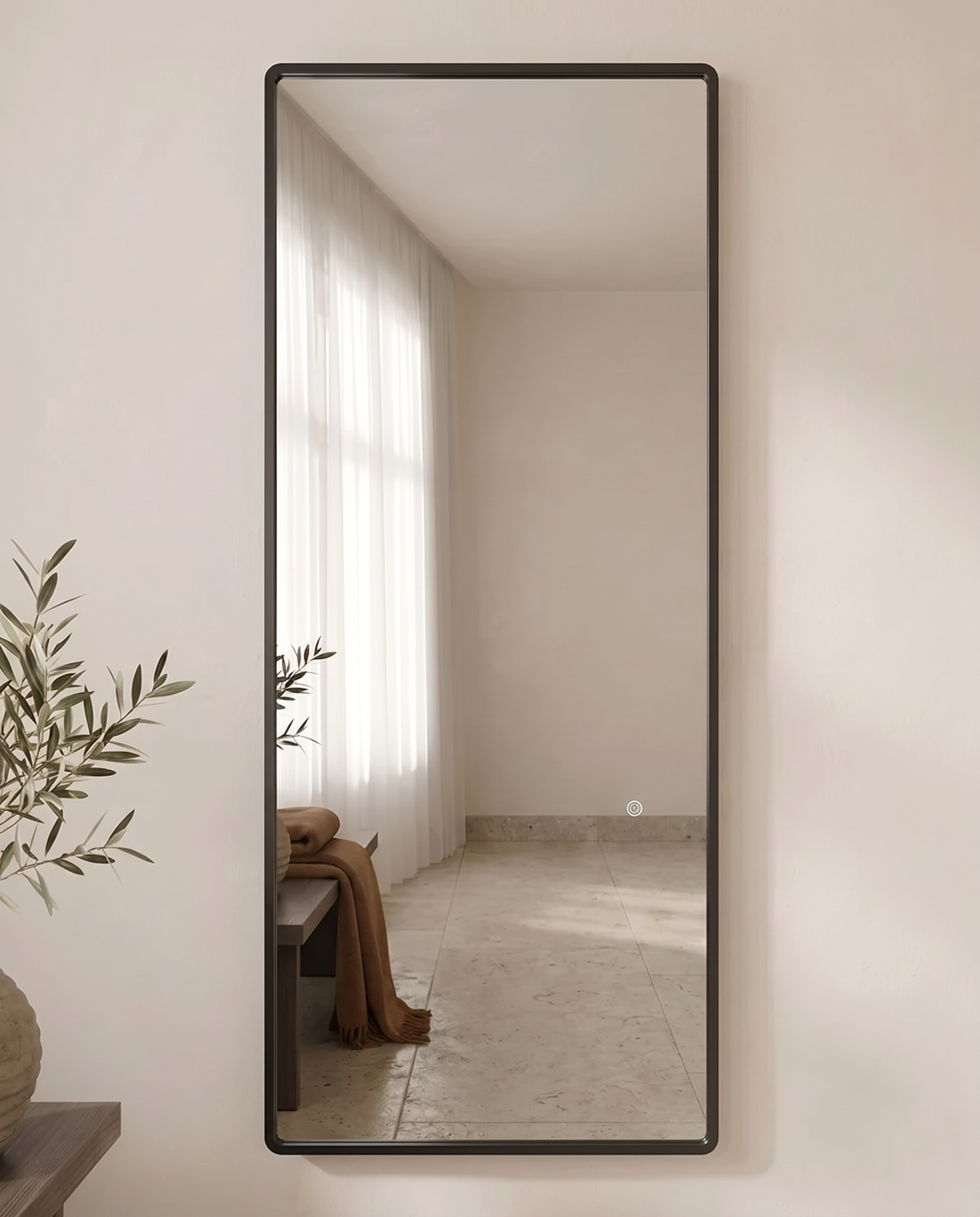 Lumen Black Backlit Rectangular Mirror