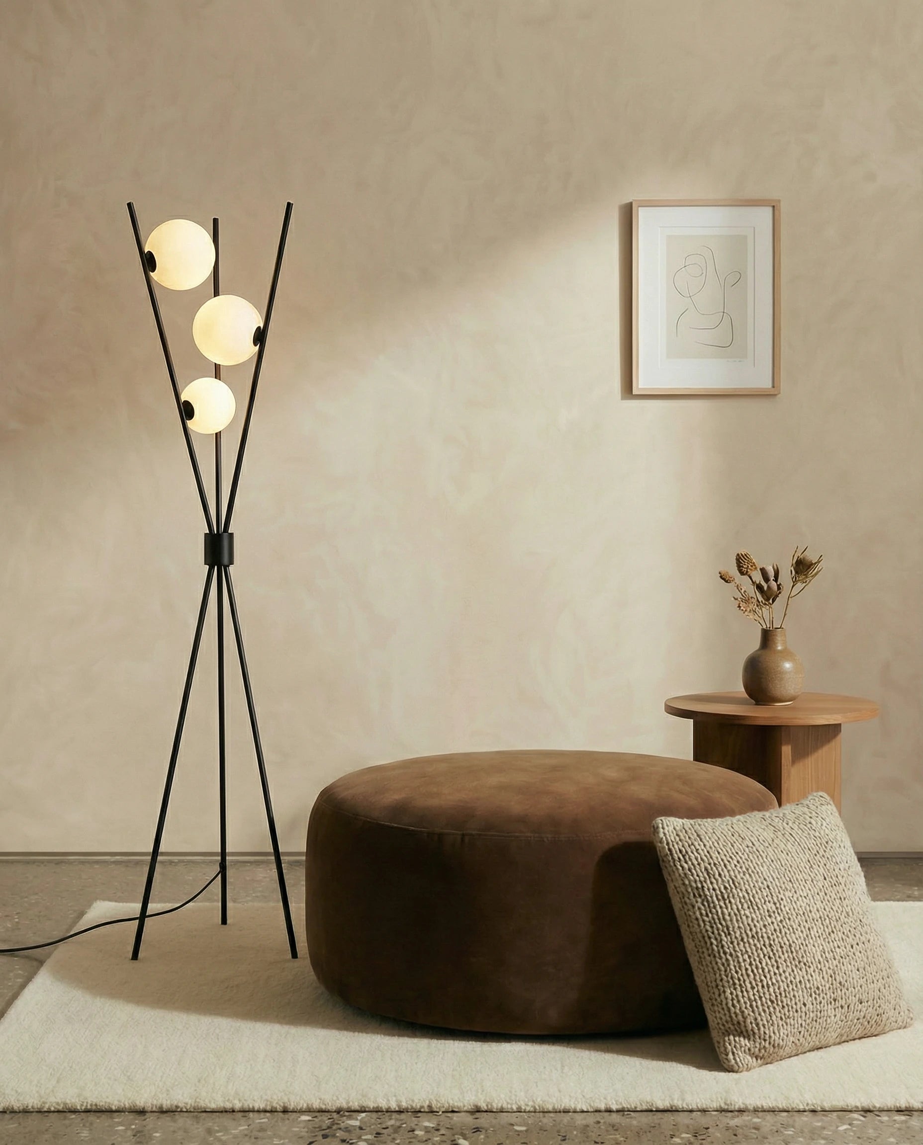 Luna Black Tripod Floor Lamp