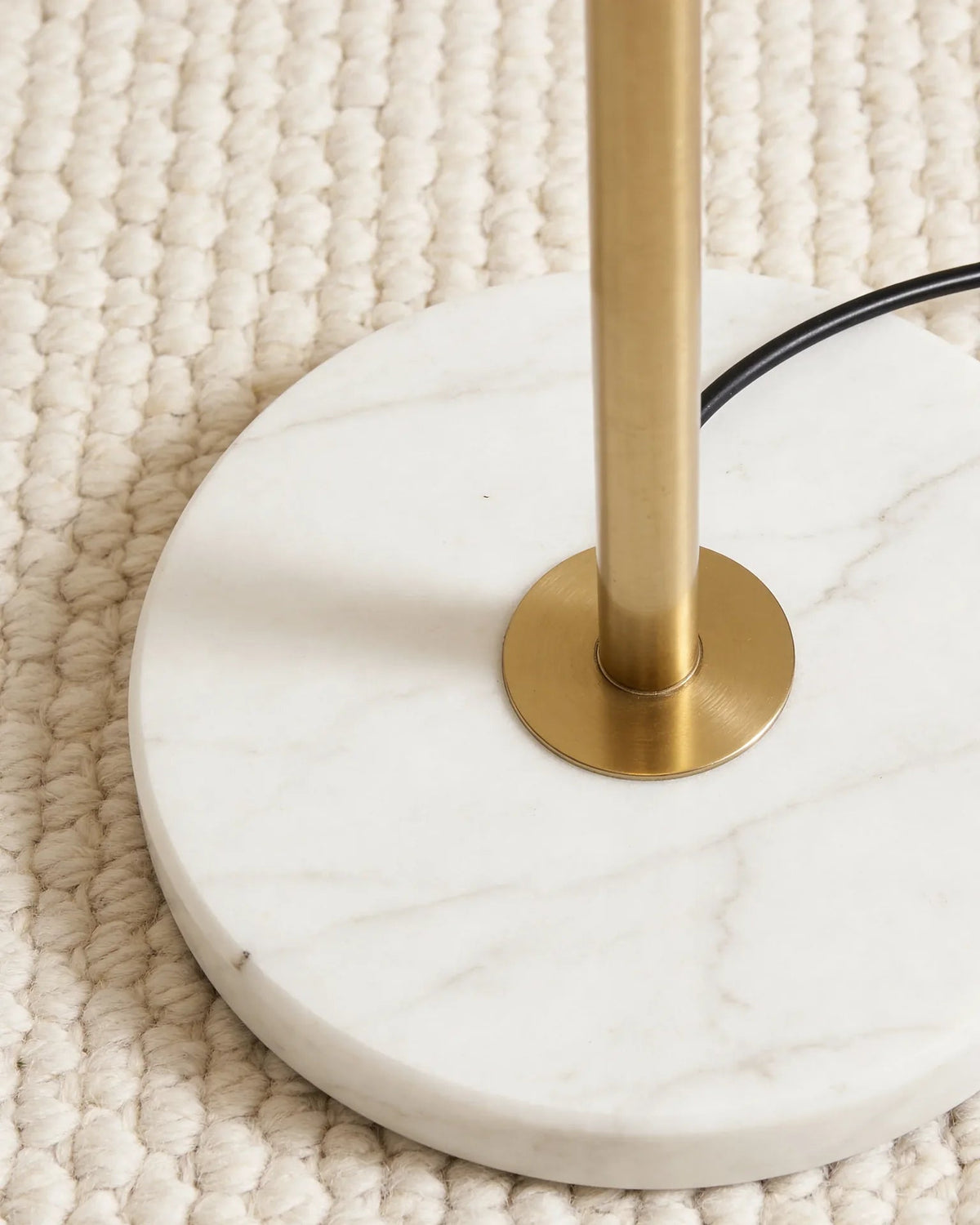 Luxury gold tri-sphere floor lamp, close-up detail