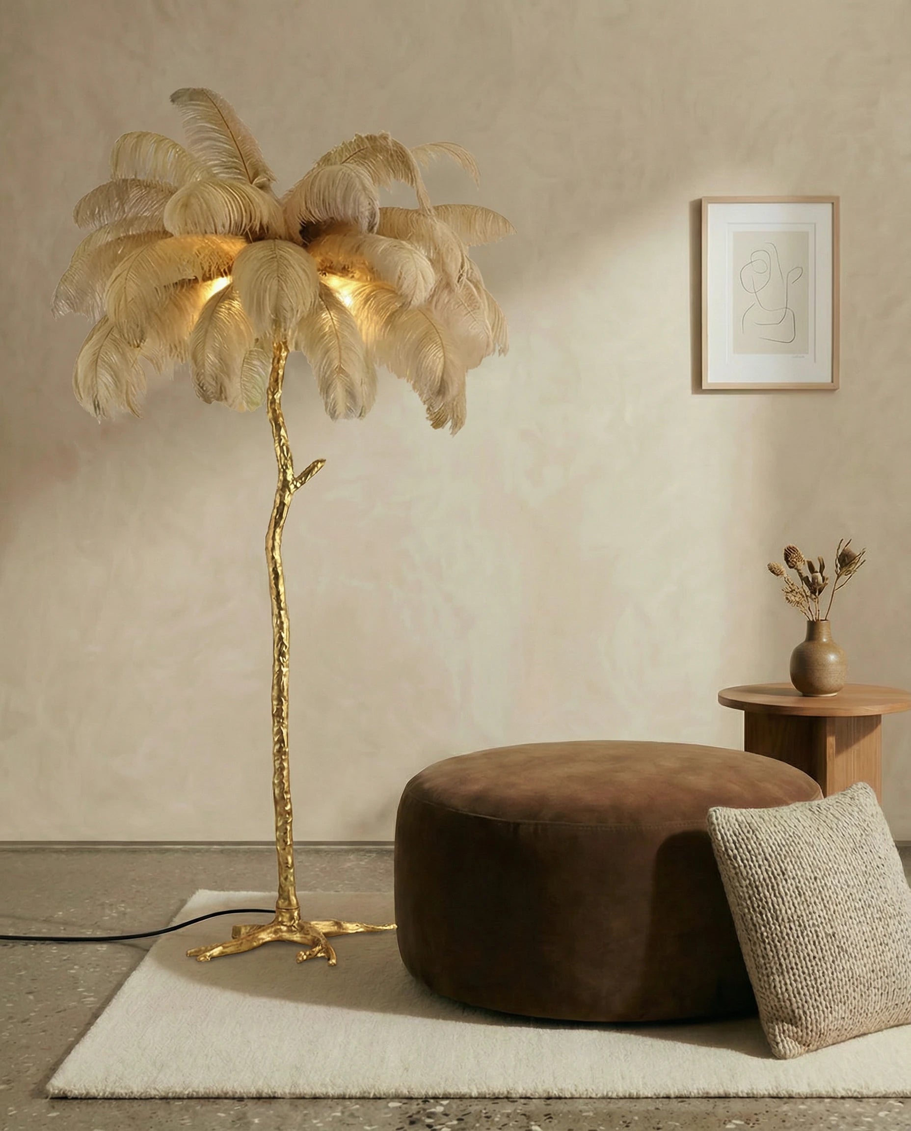Luxury Ostrich Feather Tree Floor Lamp