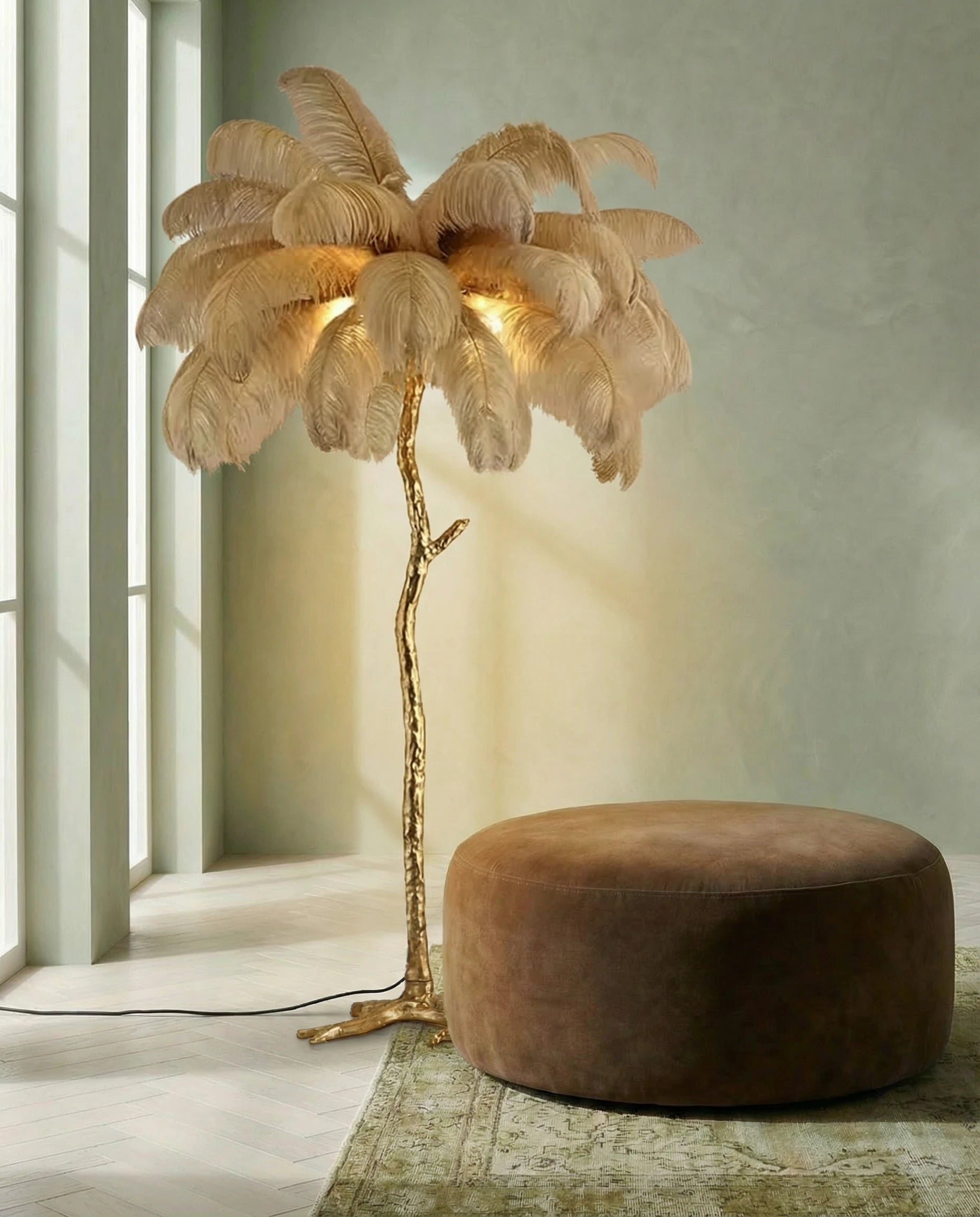 Luxury Ostrich Feather Tree Floor Lamp