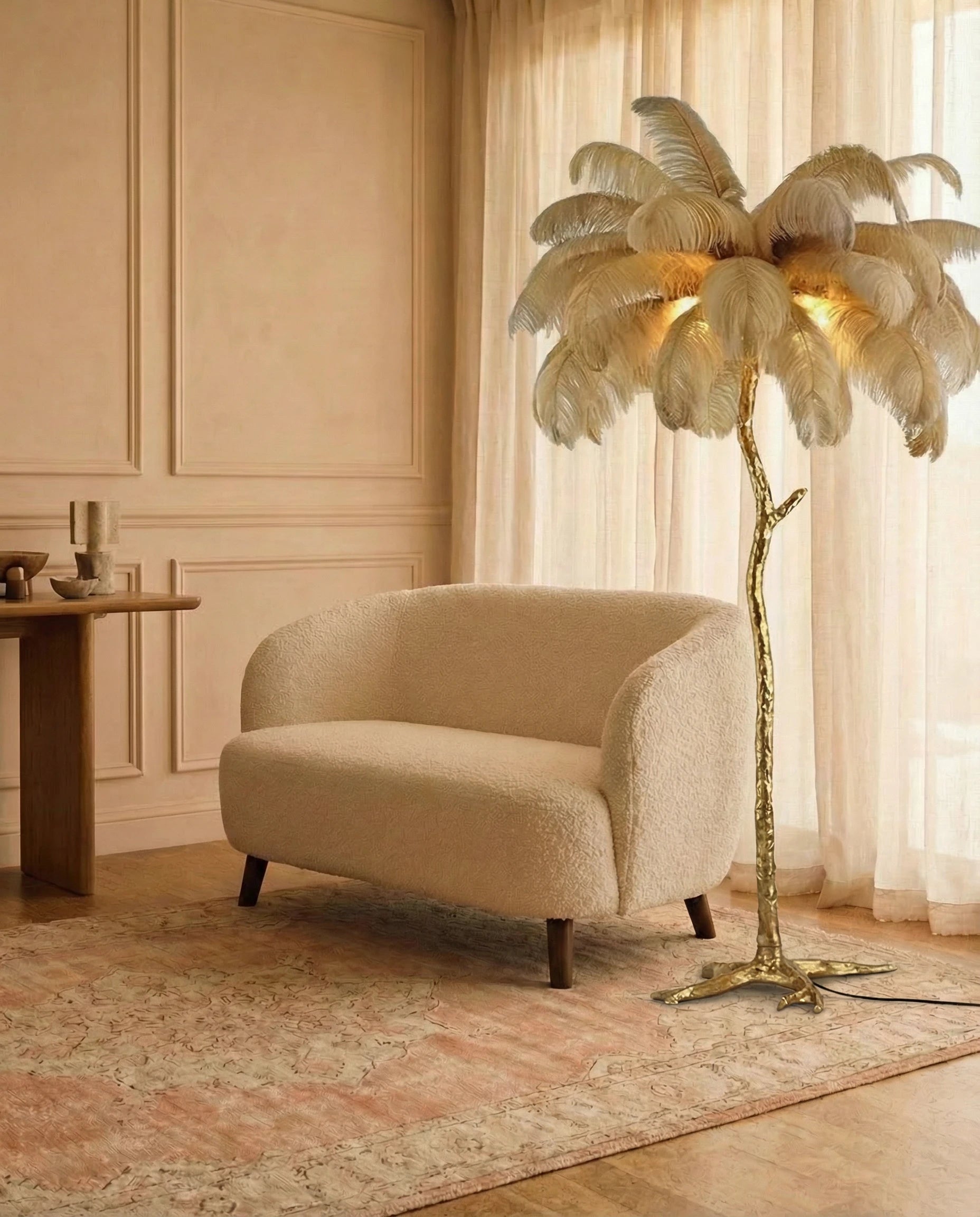 Luxury Ostrich Feather Tree Floor Lamp