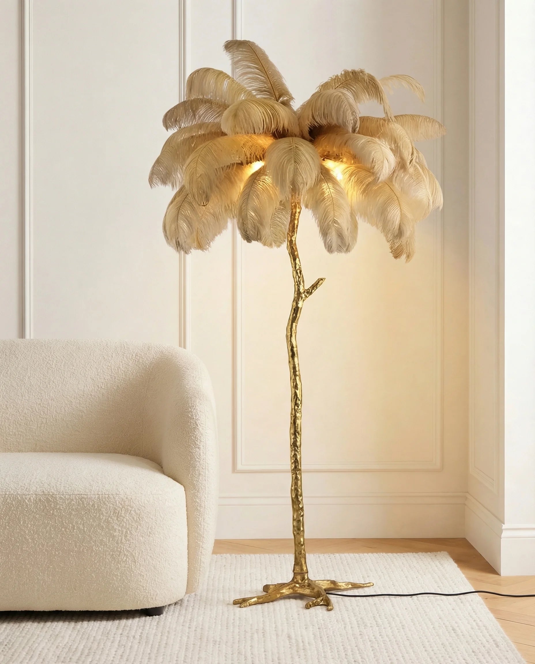 Luxury Ostrich Feather Tree Floor Lamp