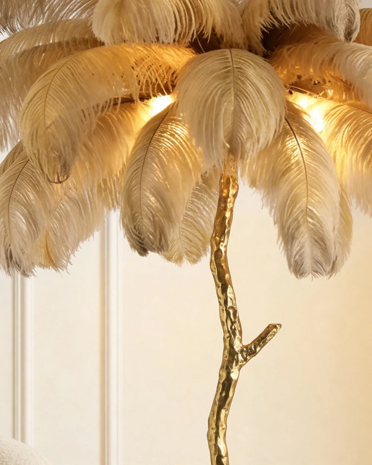 Feather floor lamp in a Dubai living room