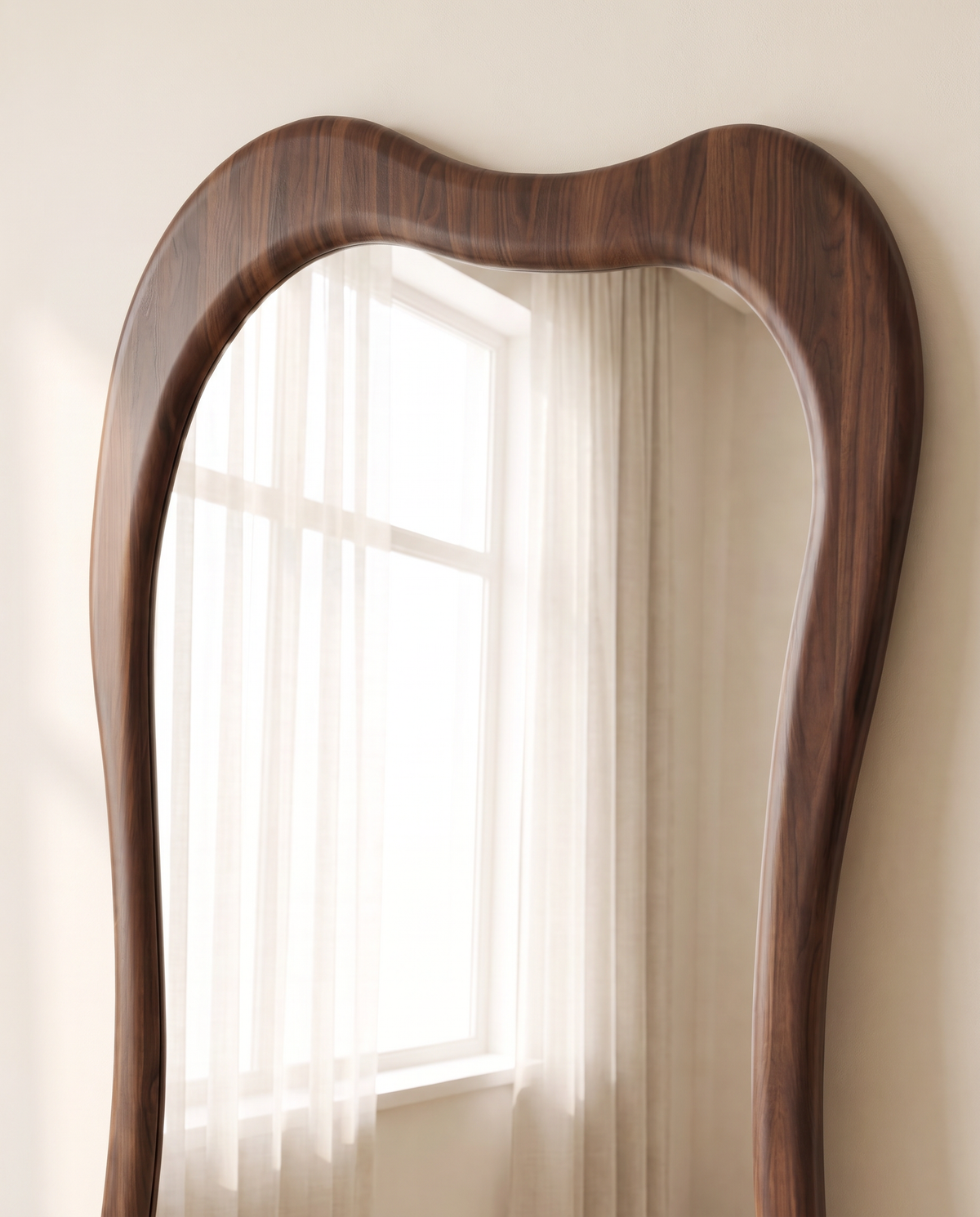 Kora Dark Wood Pattern Large Irregular Floor Mirror