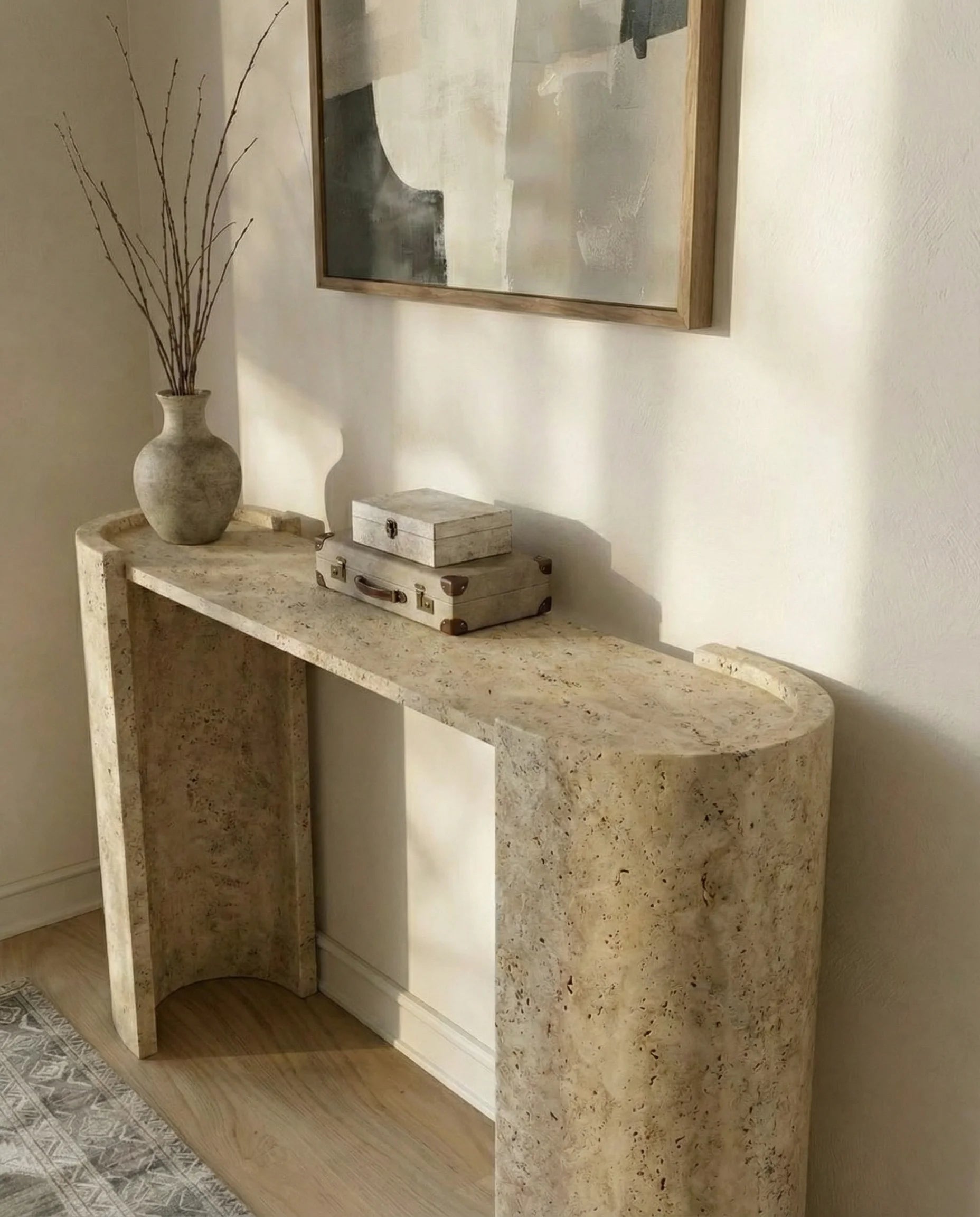 Marcelo Beige Travertine Entryway Table