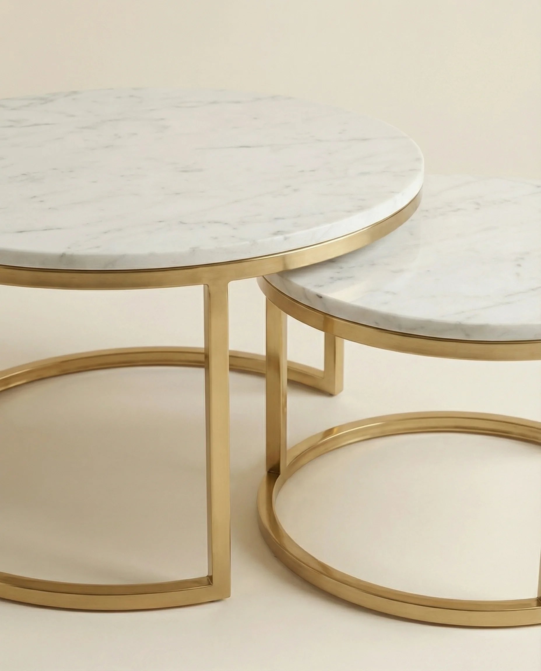 Marco Nesting Round Marble Coffee Table in Gold (Set of 2)