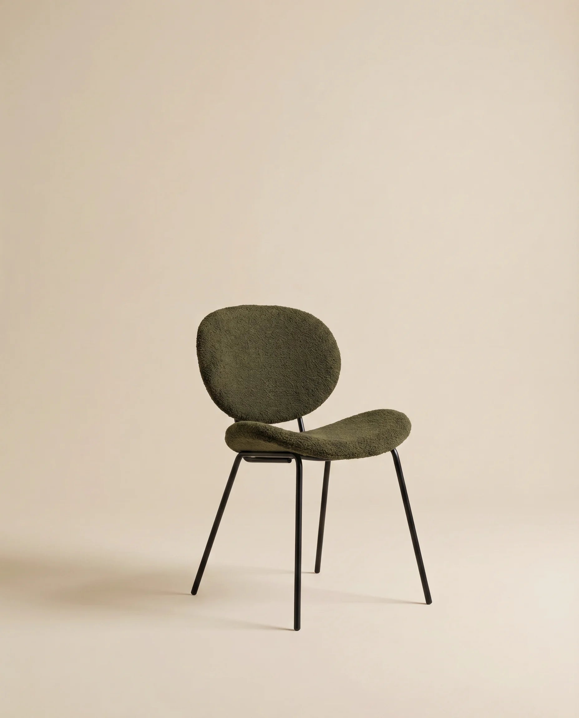 Maren Sculpted Olive Bouclé Dining Chair