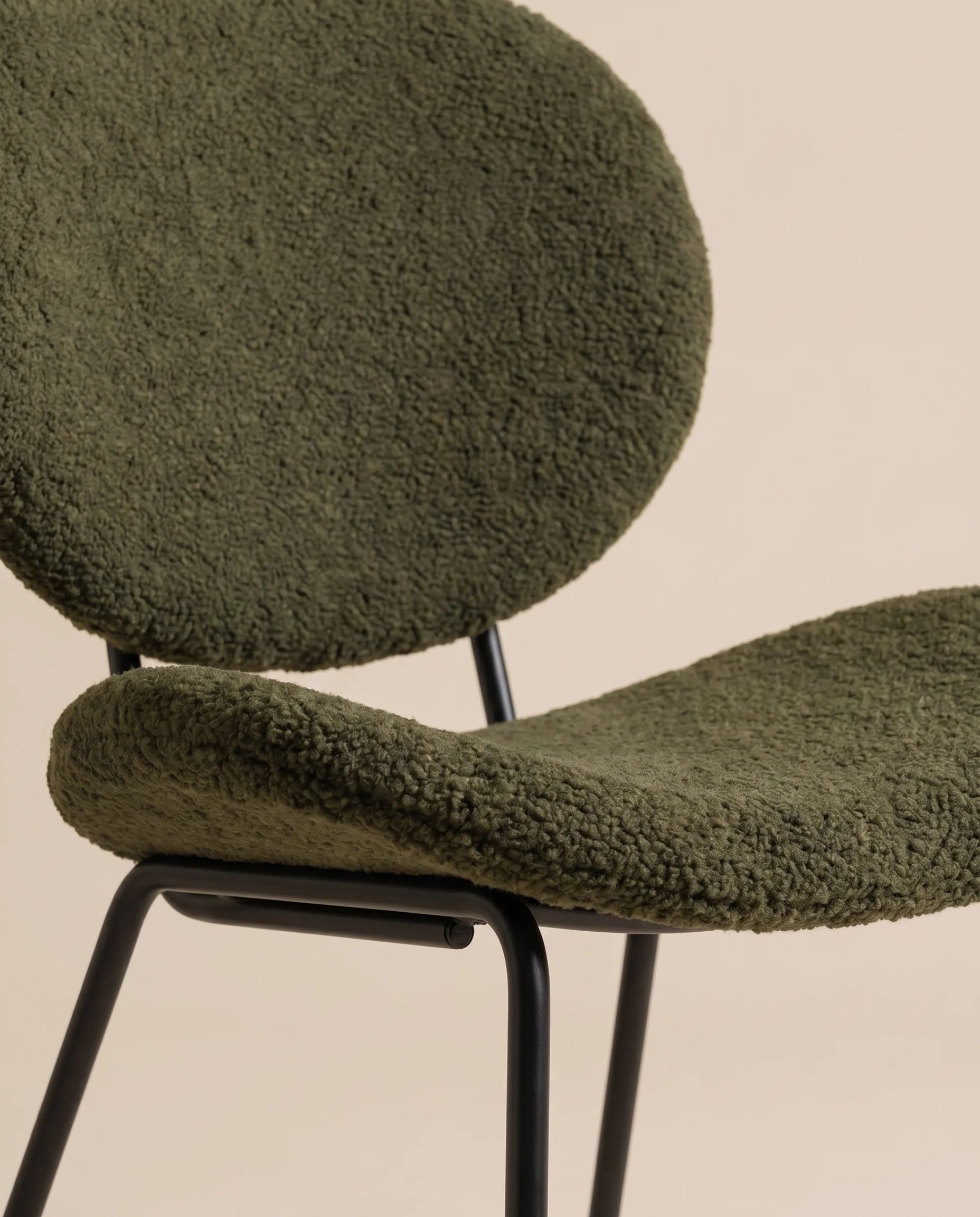 Maren Sculpted Olive Bouclé Dining Chair