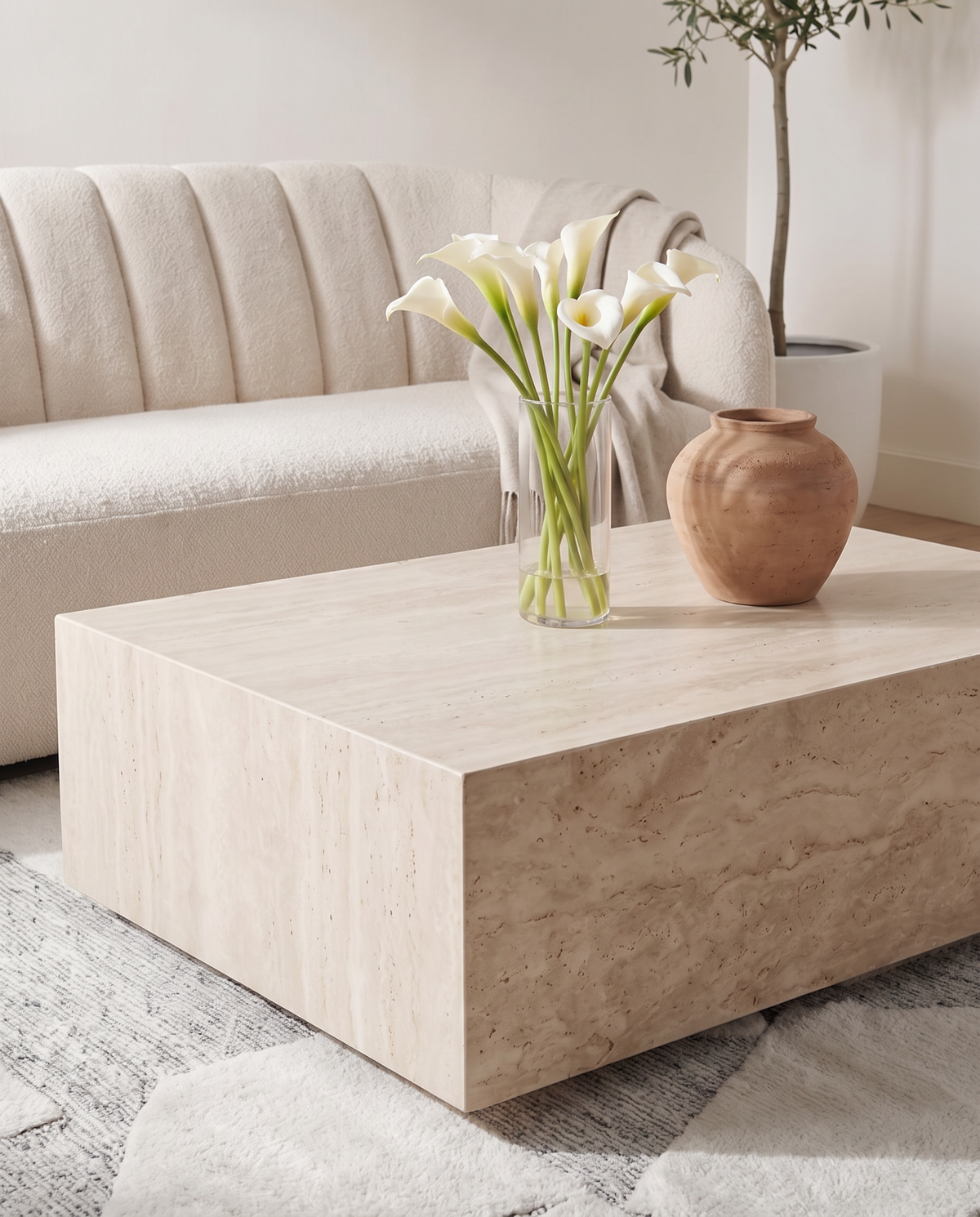 Maxime Travertine Floating Coffee Table