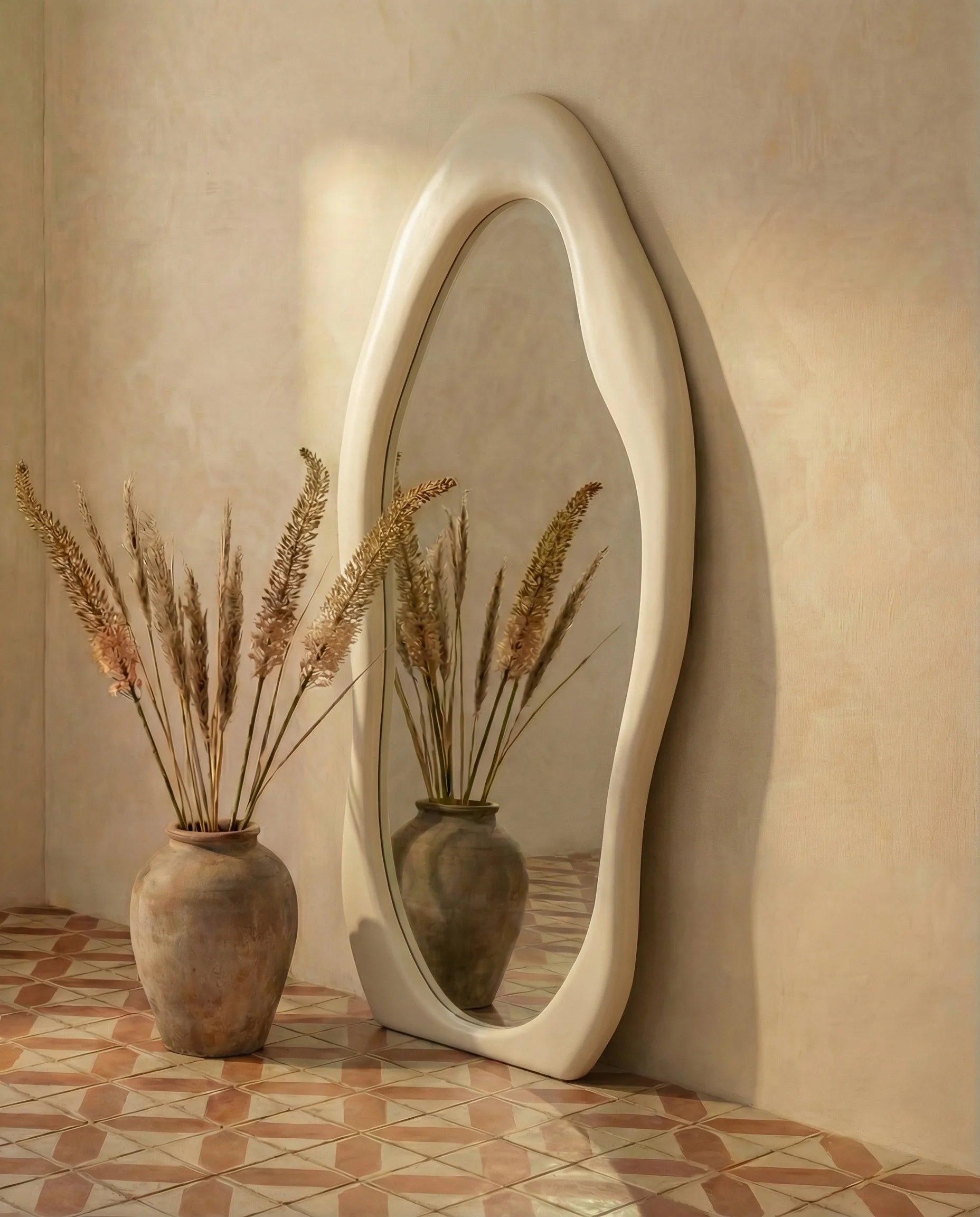 Mina Cream Flannelette Funky Wall Mirror