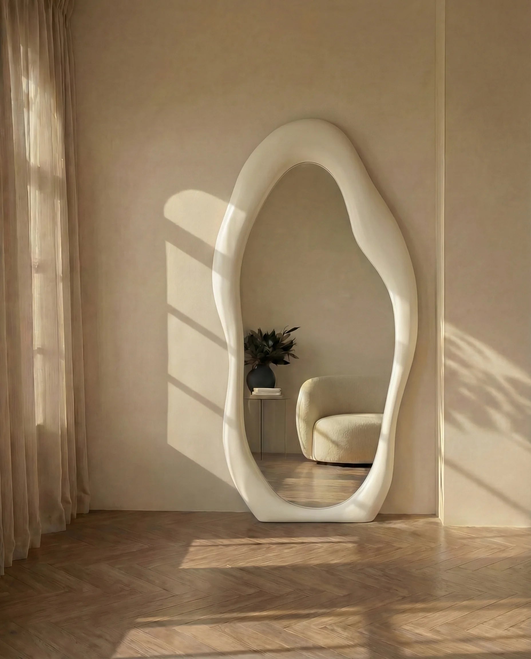 Mina Cream Flannelette Funky Wall Mirror