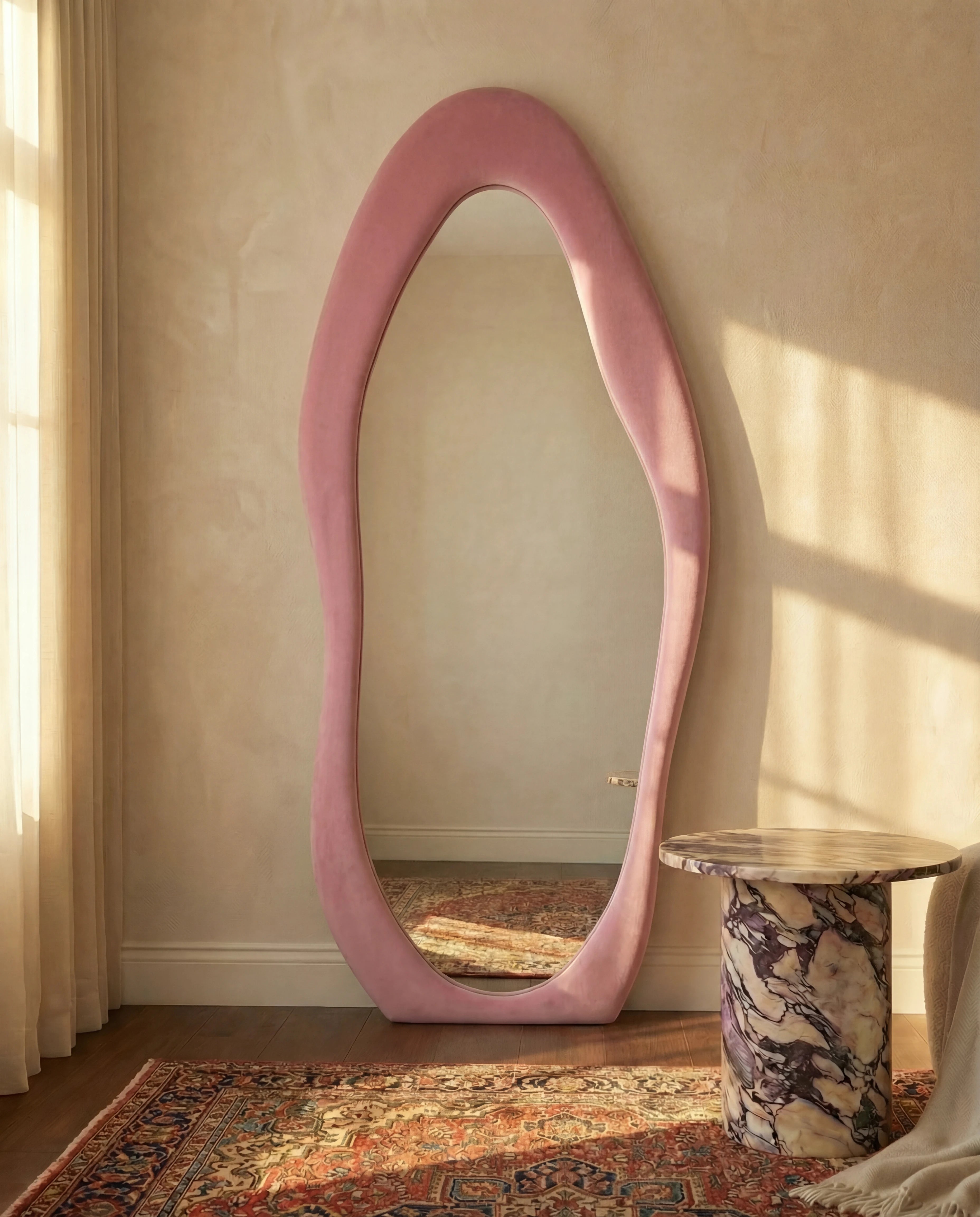 Mina Pink Flannelette Funky Wall Mirror