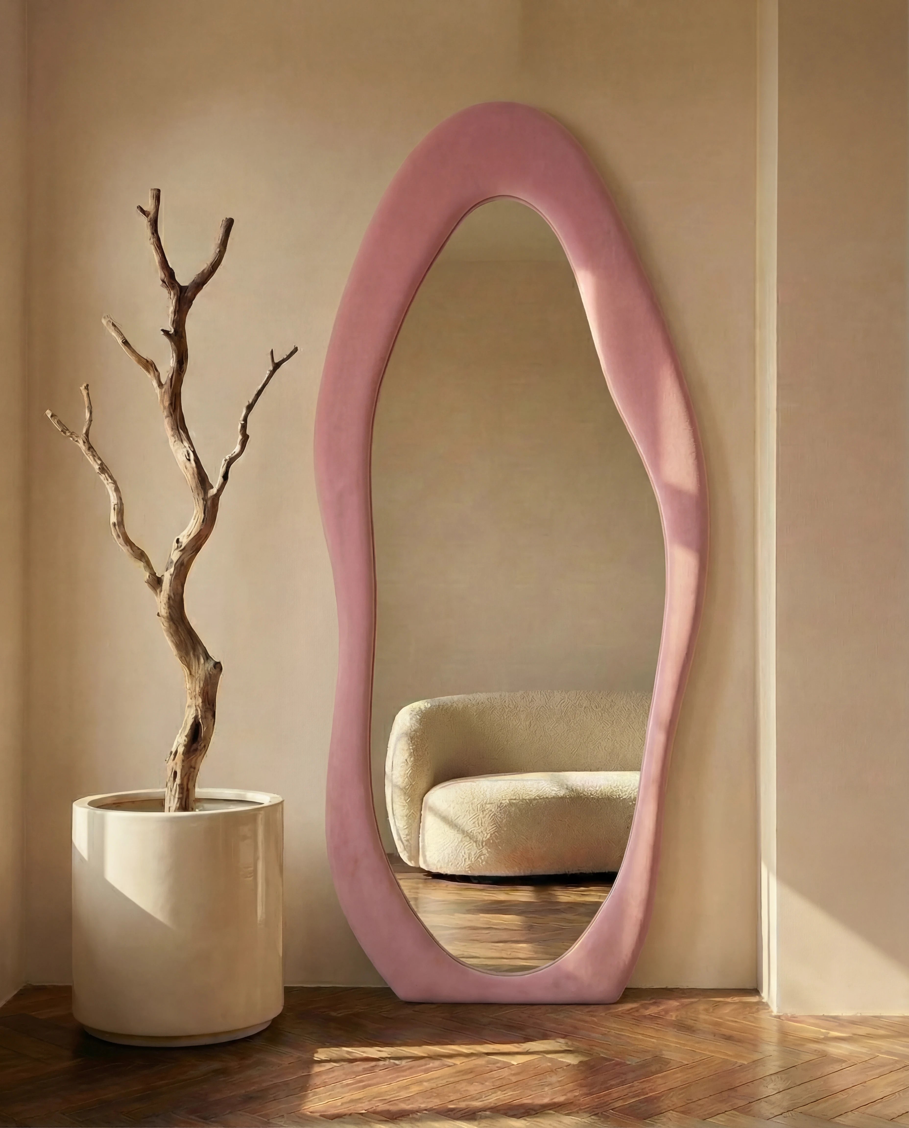 Mina Pink Flannelette Funky Wall Mirror