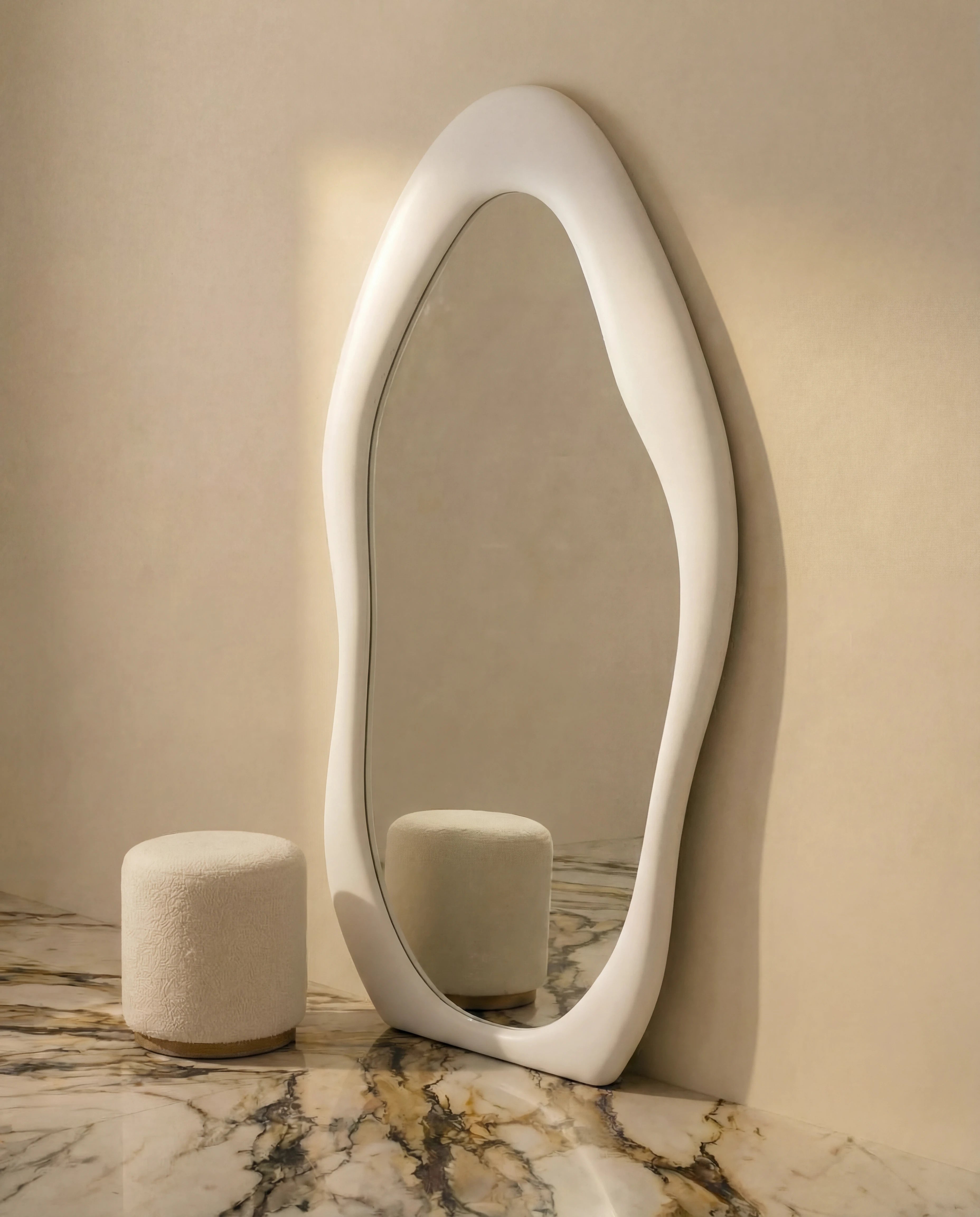 Mina White Flannelette Funky Wall Mirror