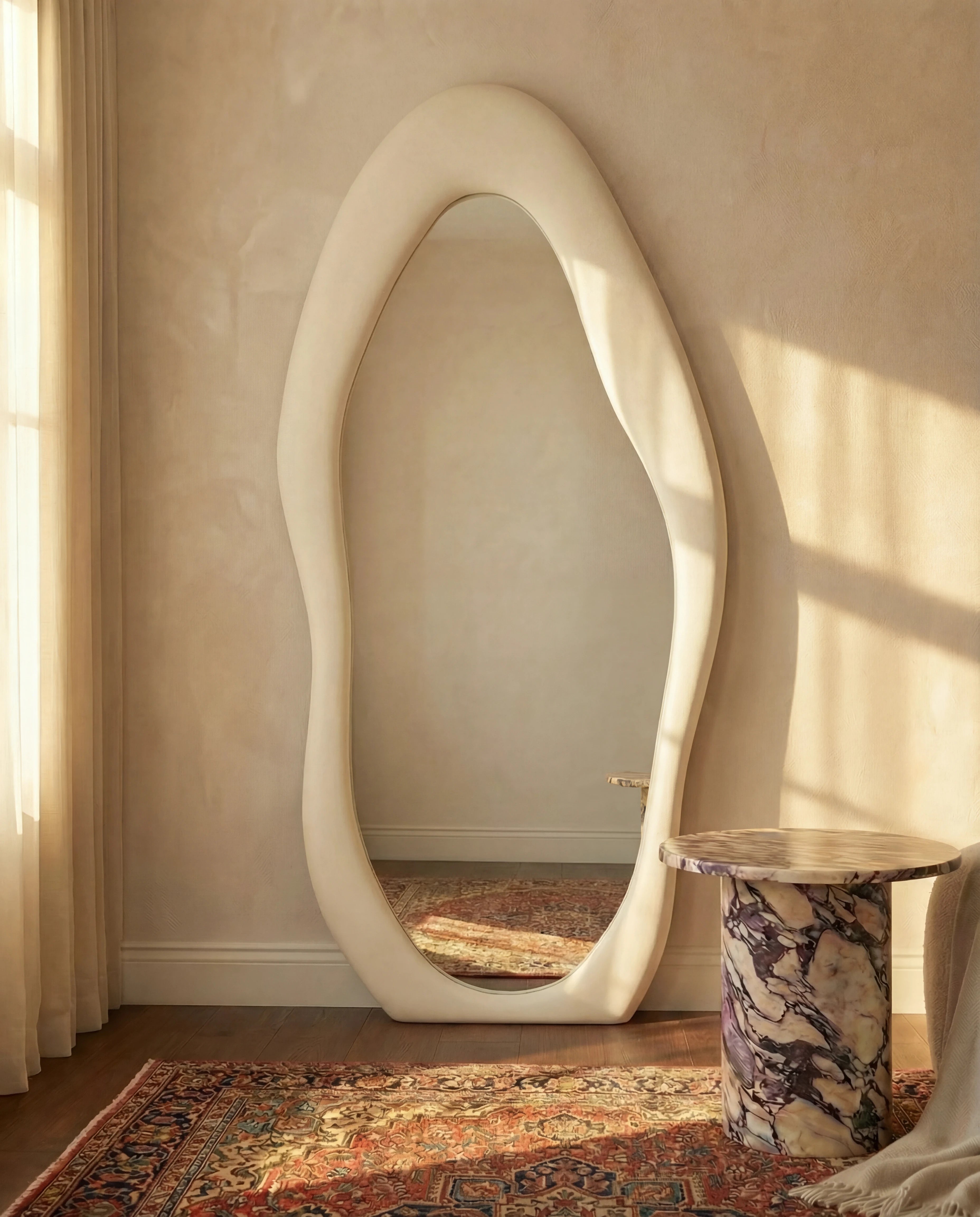 Mina White Flannelette Funky Wall Mirror