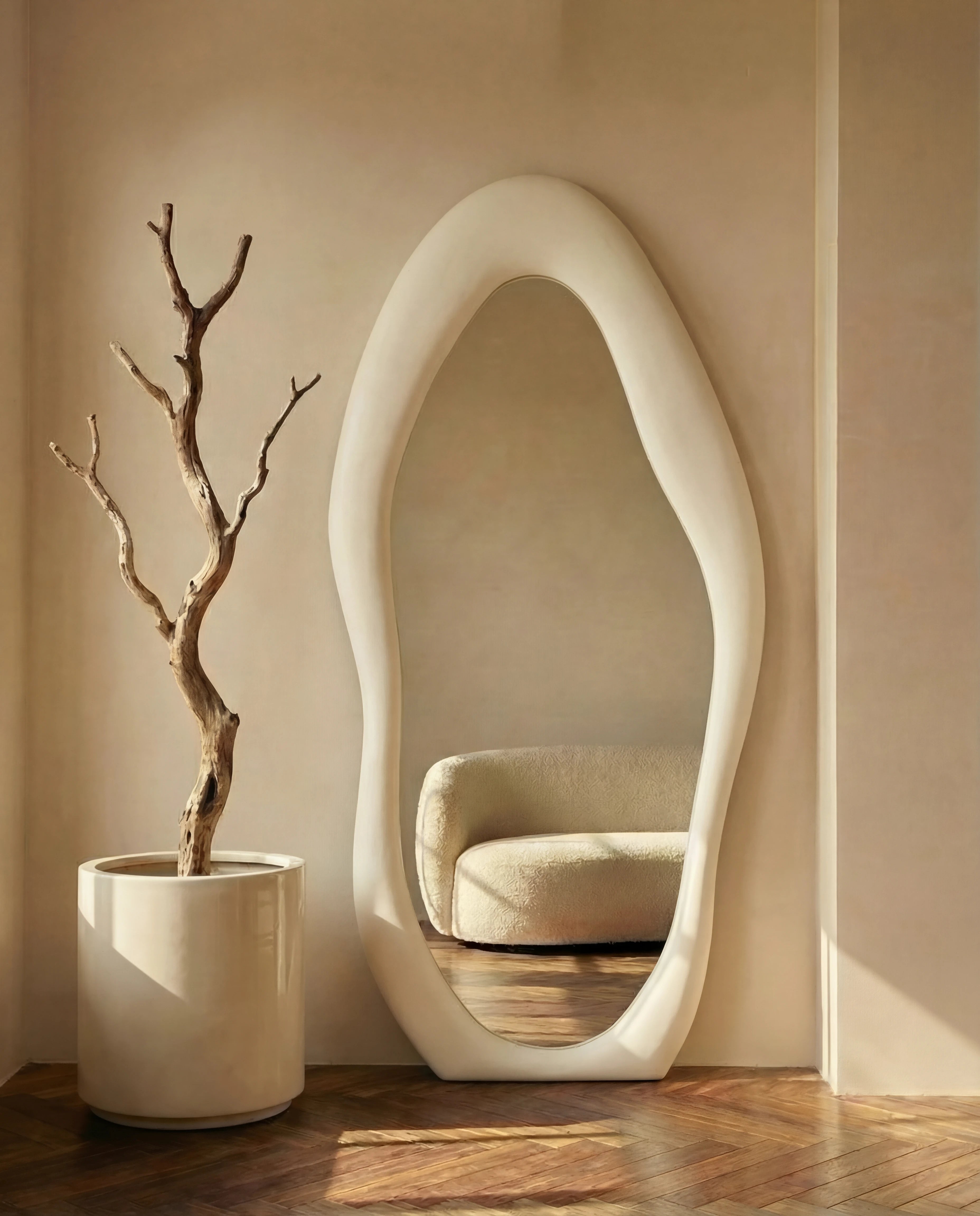 Mina White Flannelette Funky Wall Mirror