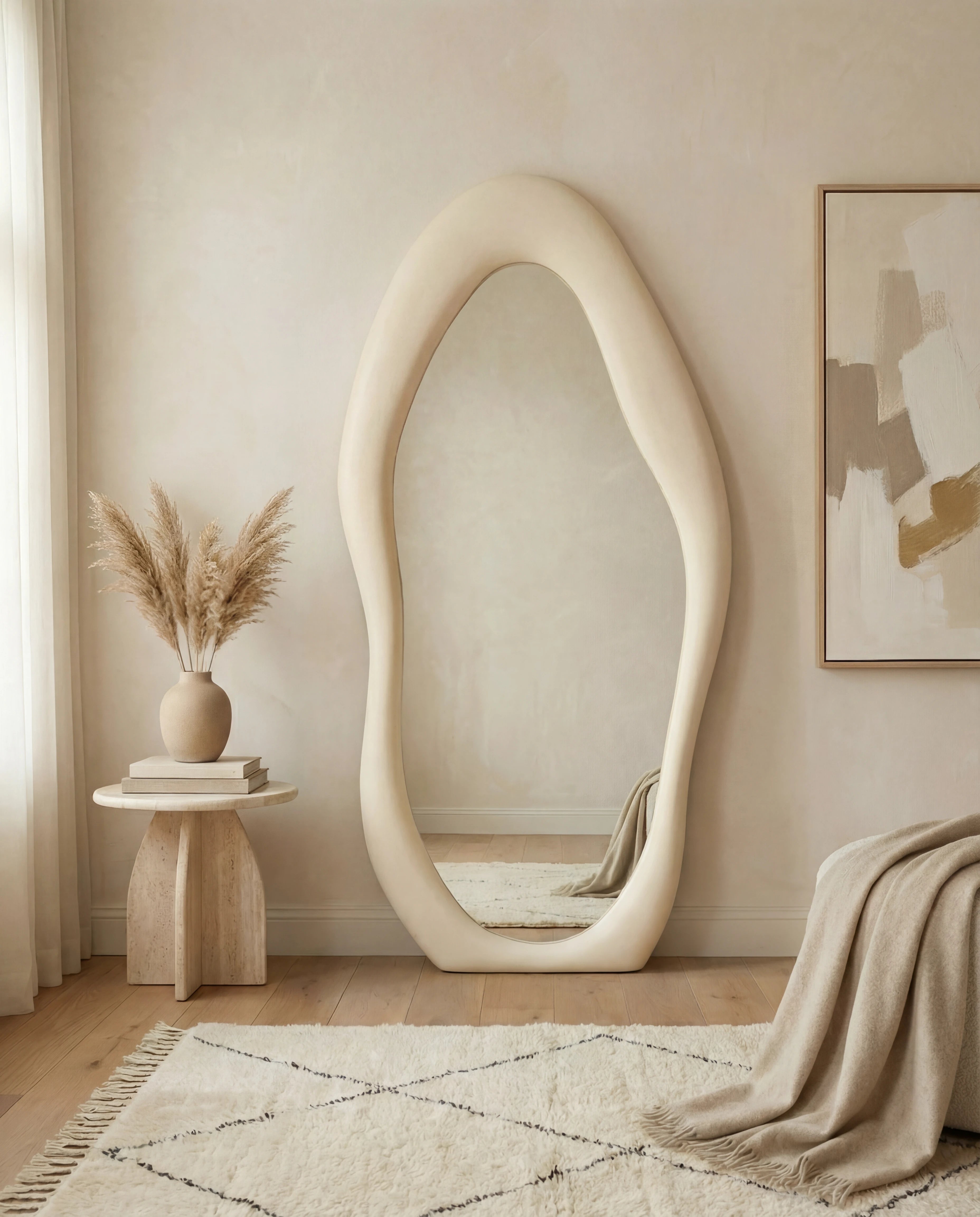 Mina White Flannelette Funky Wall Mirror