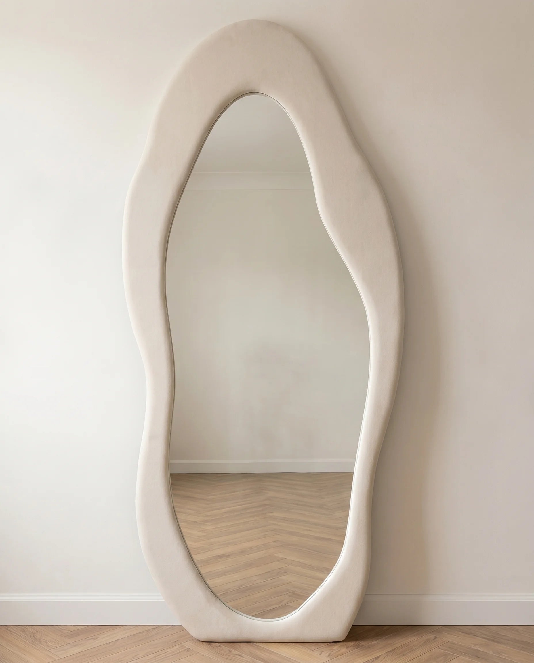 Mina cream flannelette funky wall mirror
