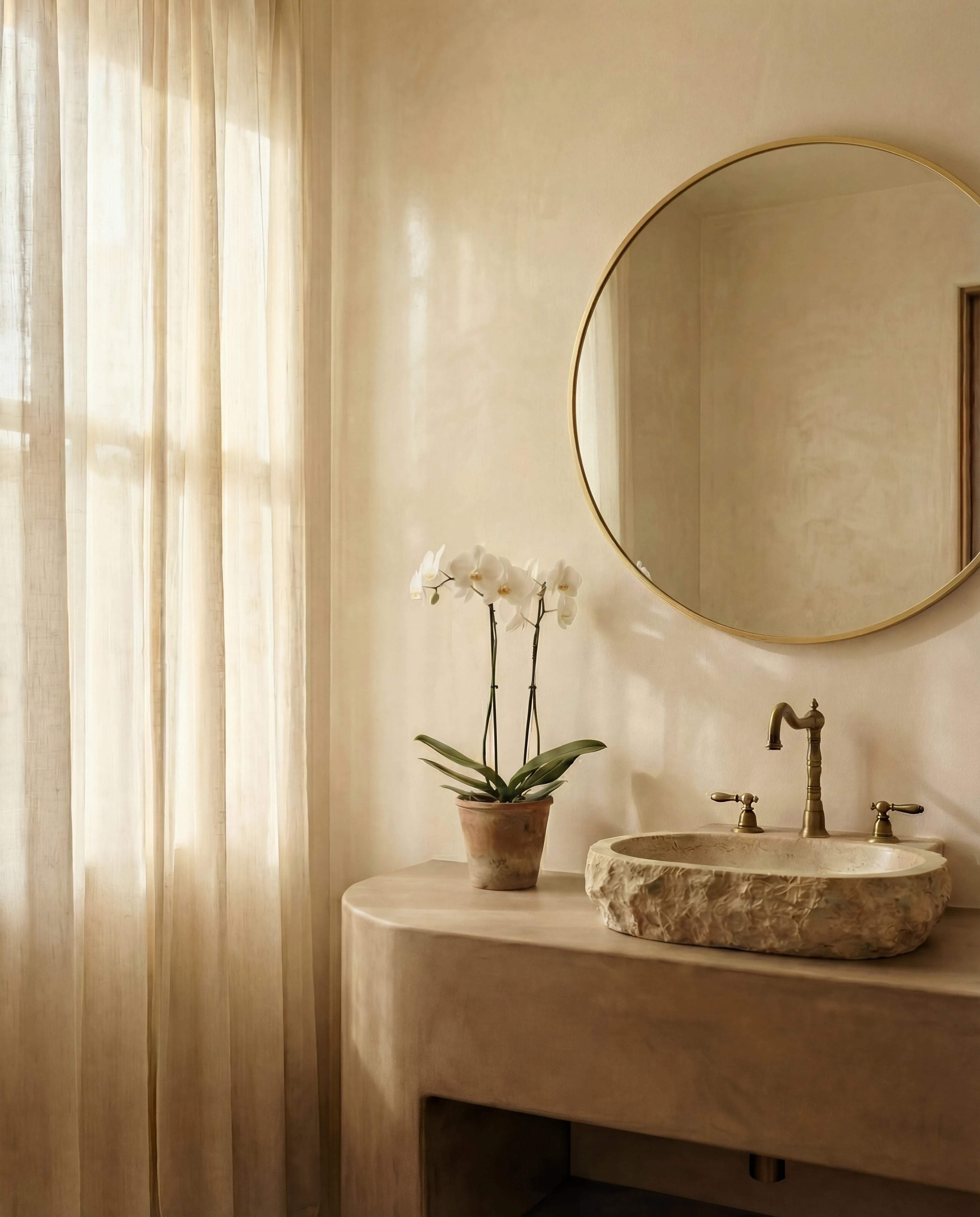 Modern Golden Round Bathroom Mirror