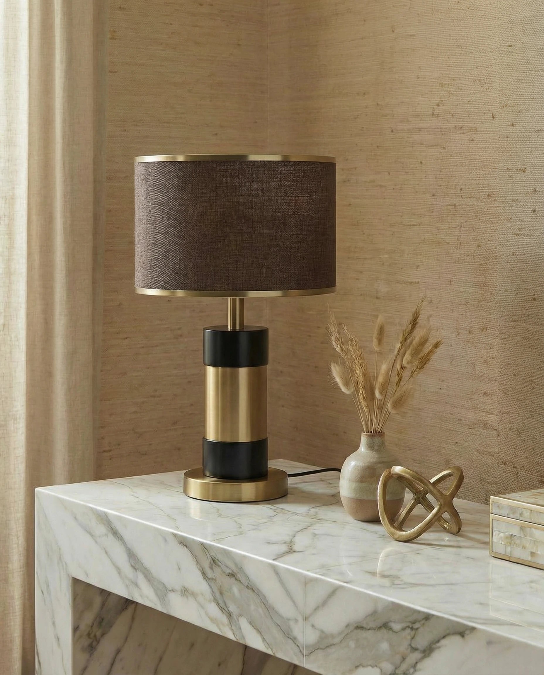 Modern Italian Black and Golden Table Lamp