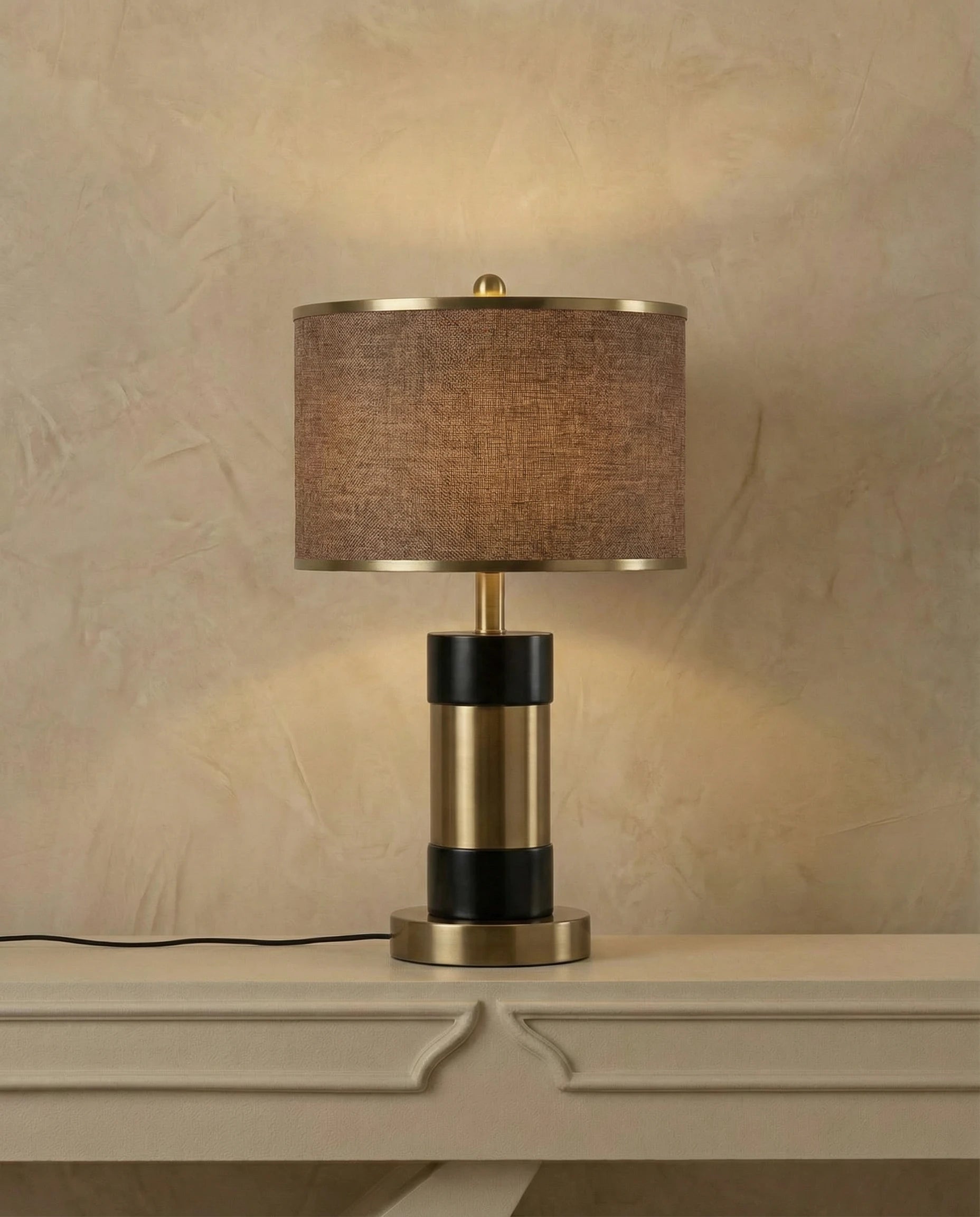 Modern Italian Black and Golden Table Lamp