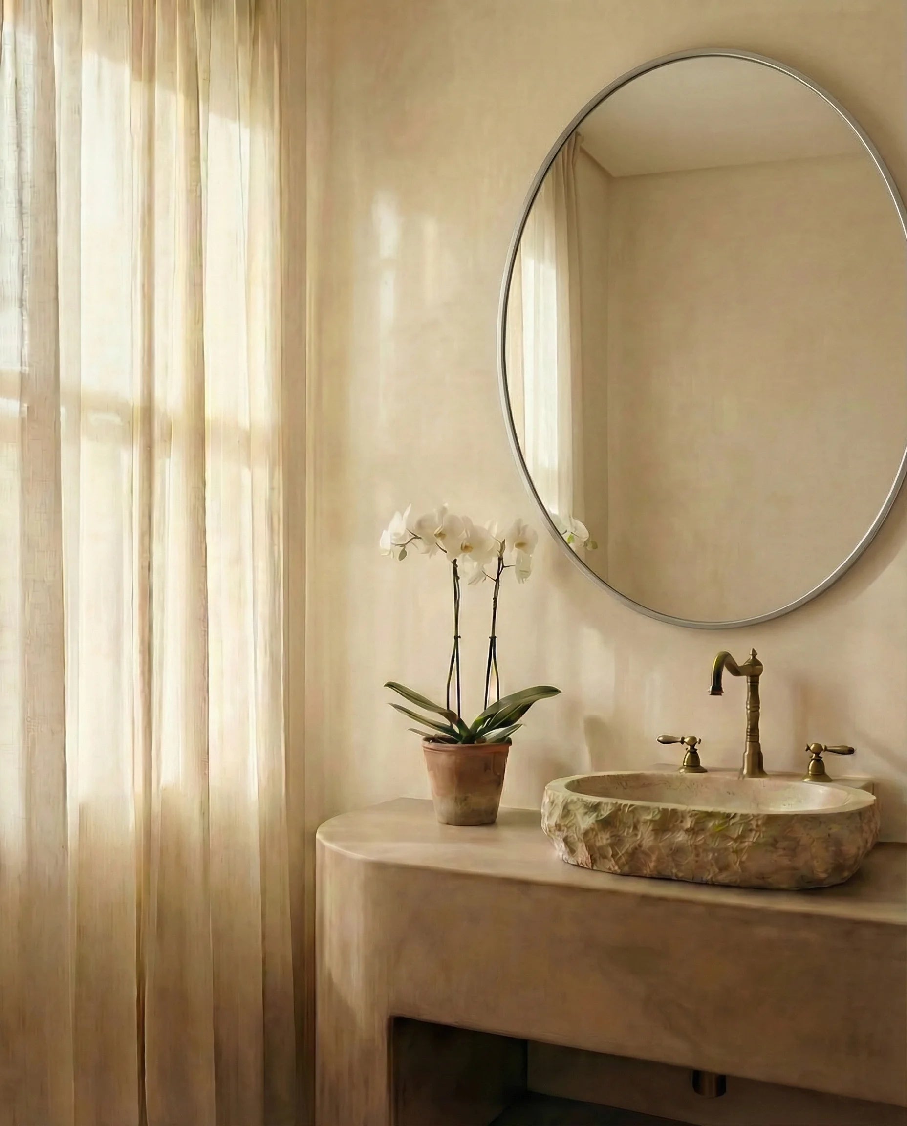 Modern Silver Oval Bathroom Mirror