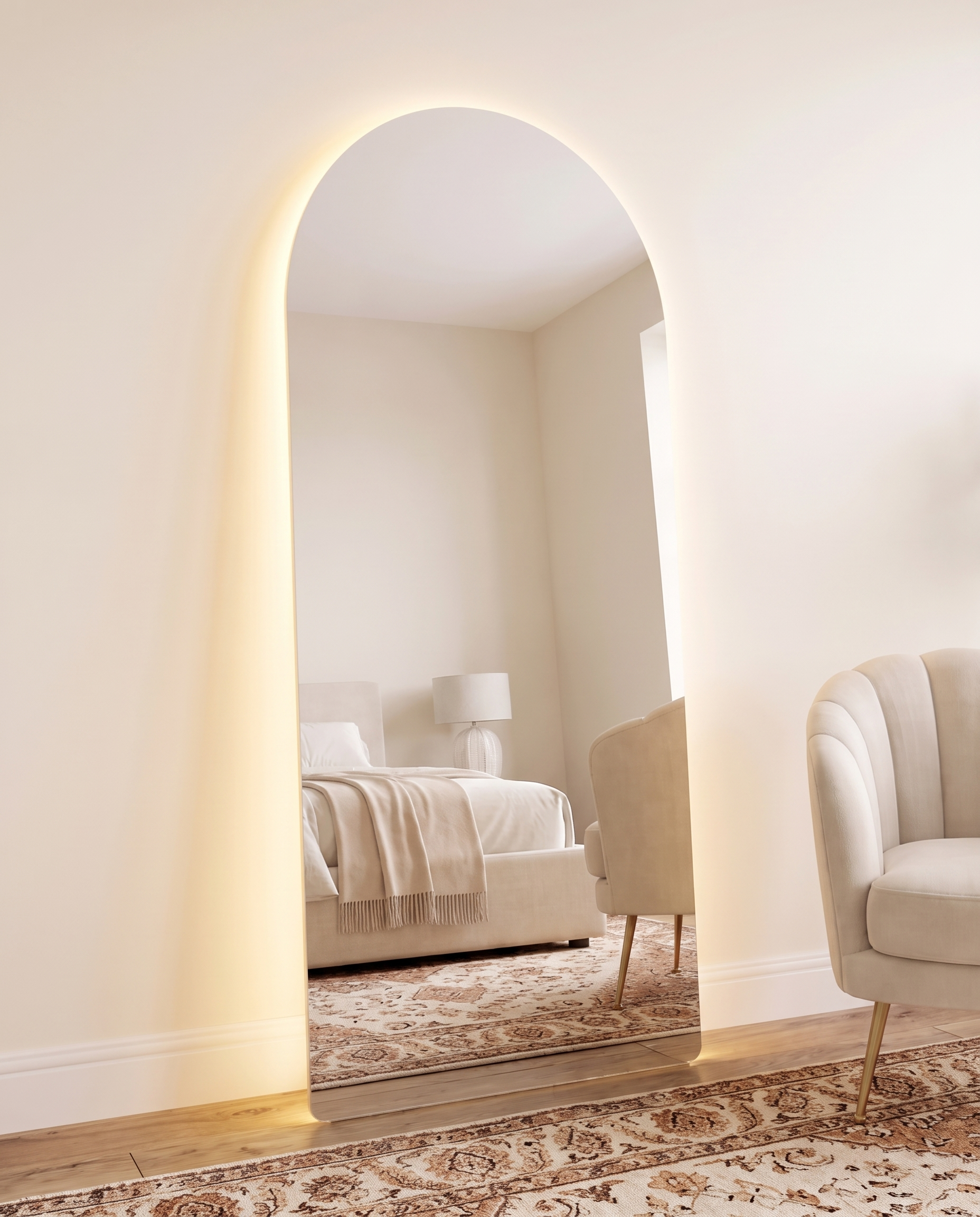 Naomi LED Frameless Arch Standing Mirror