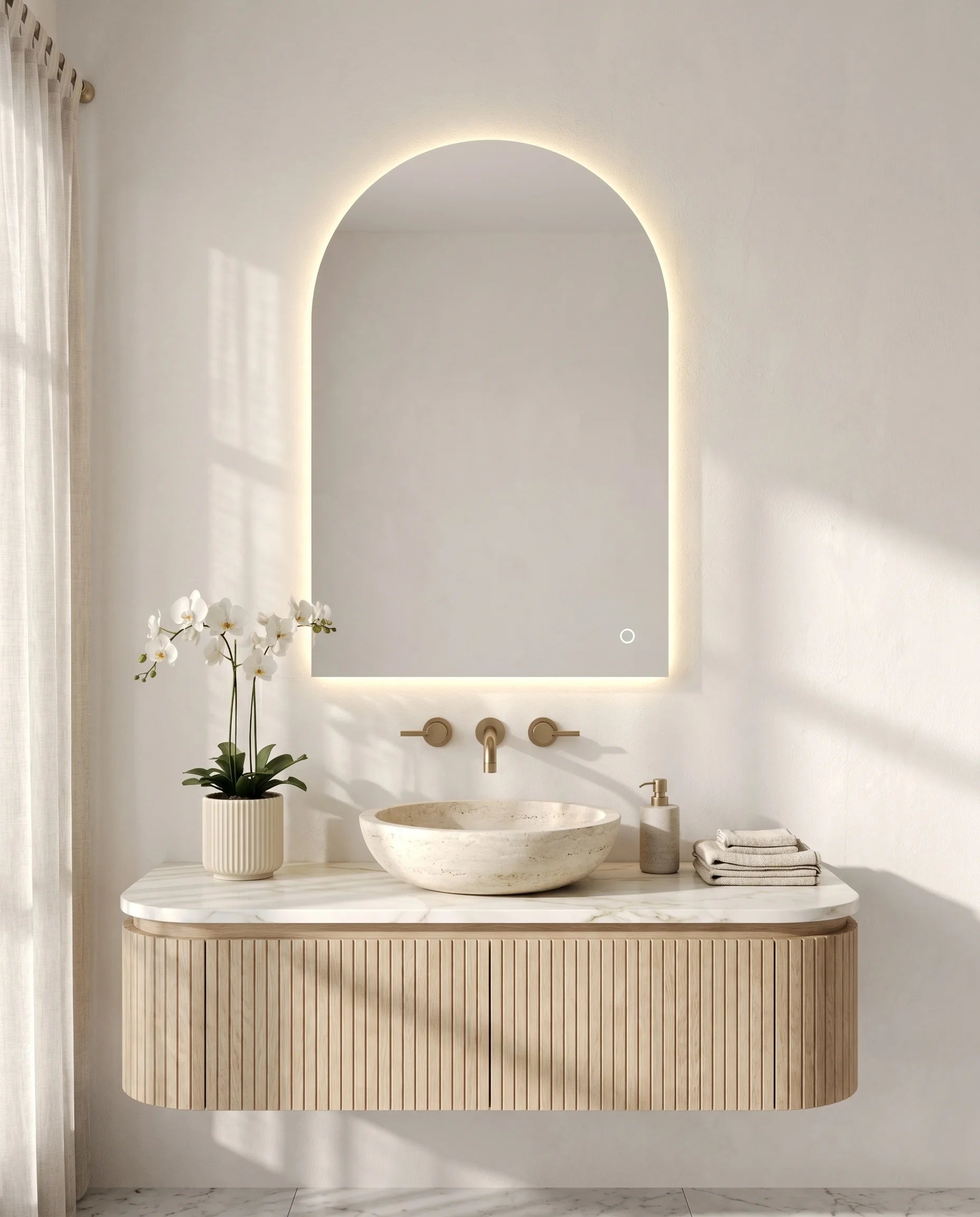 Naomi LED Frameless Arched Wall Mirror