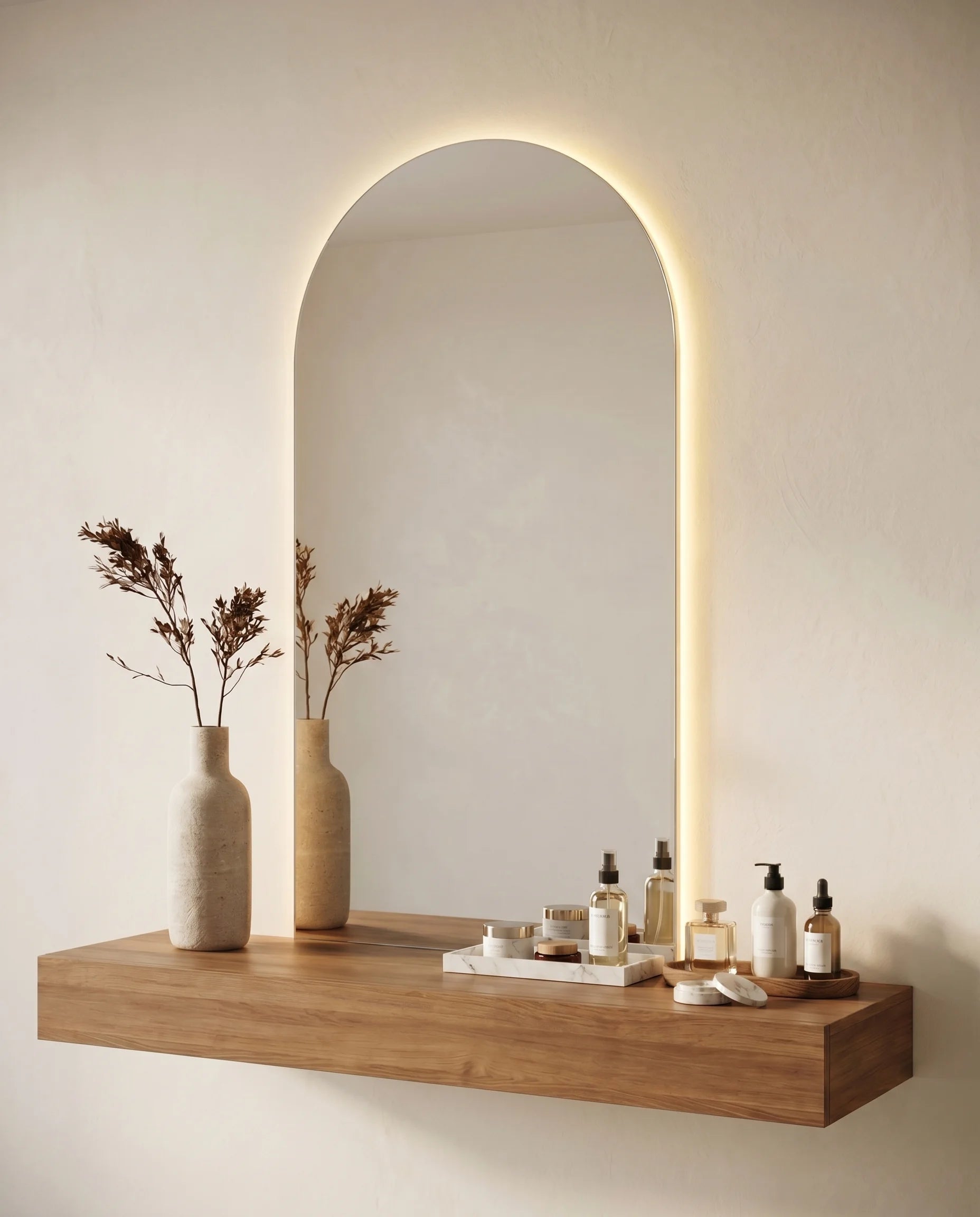 Naomi LED Frameless Arched Wall Mirror