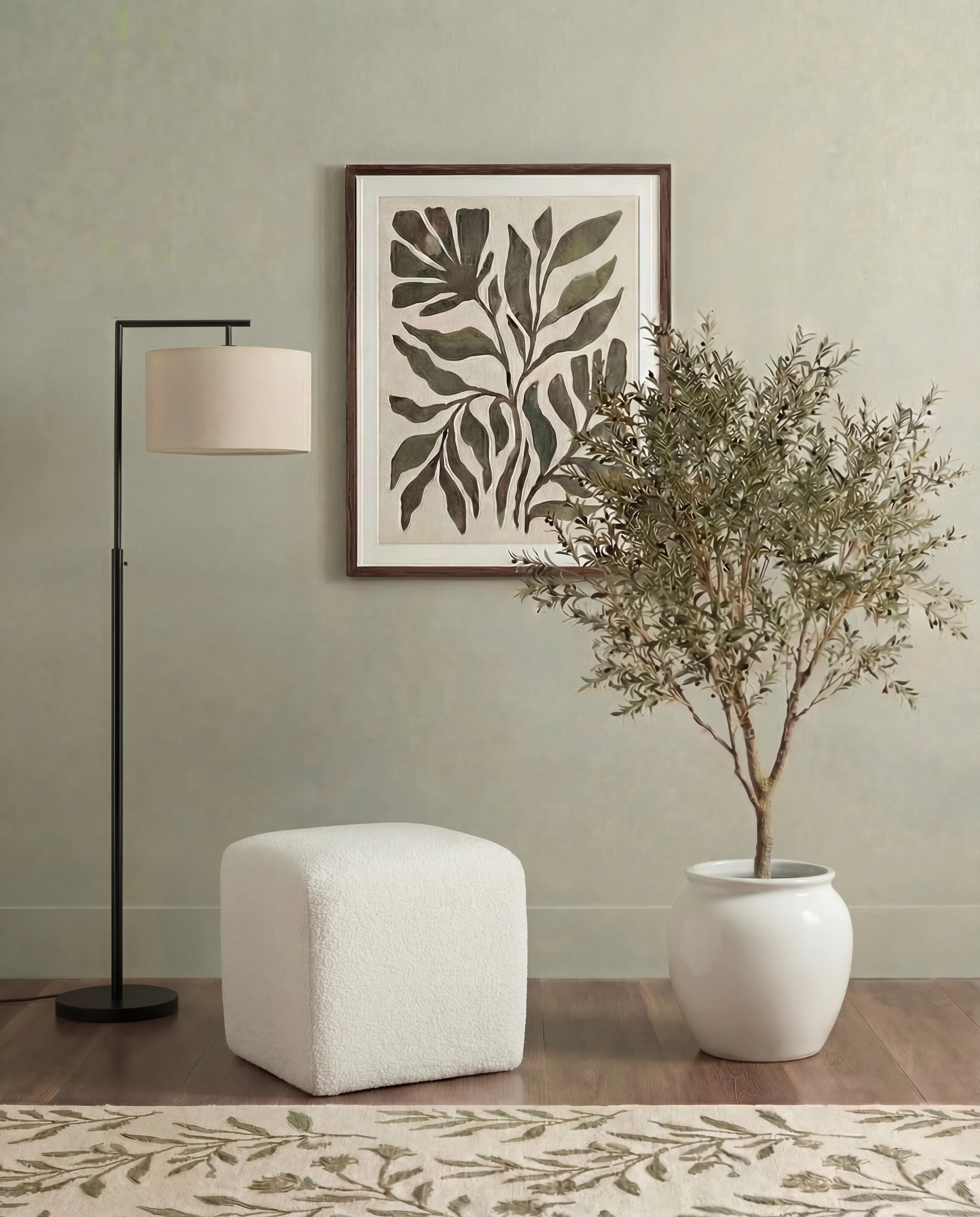 Nero White Square Pouf