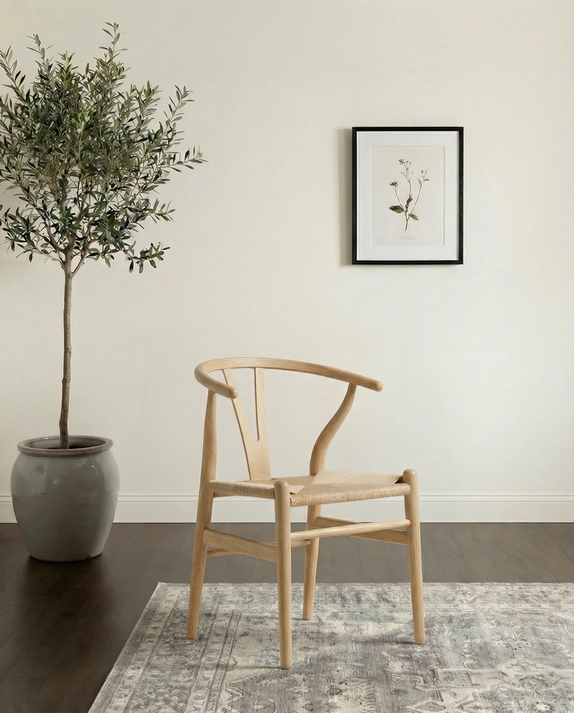 Nordic Curve artisan wooden accent chair in a Dubai living room