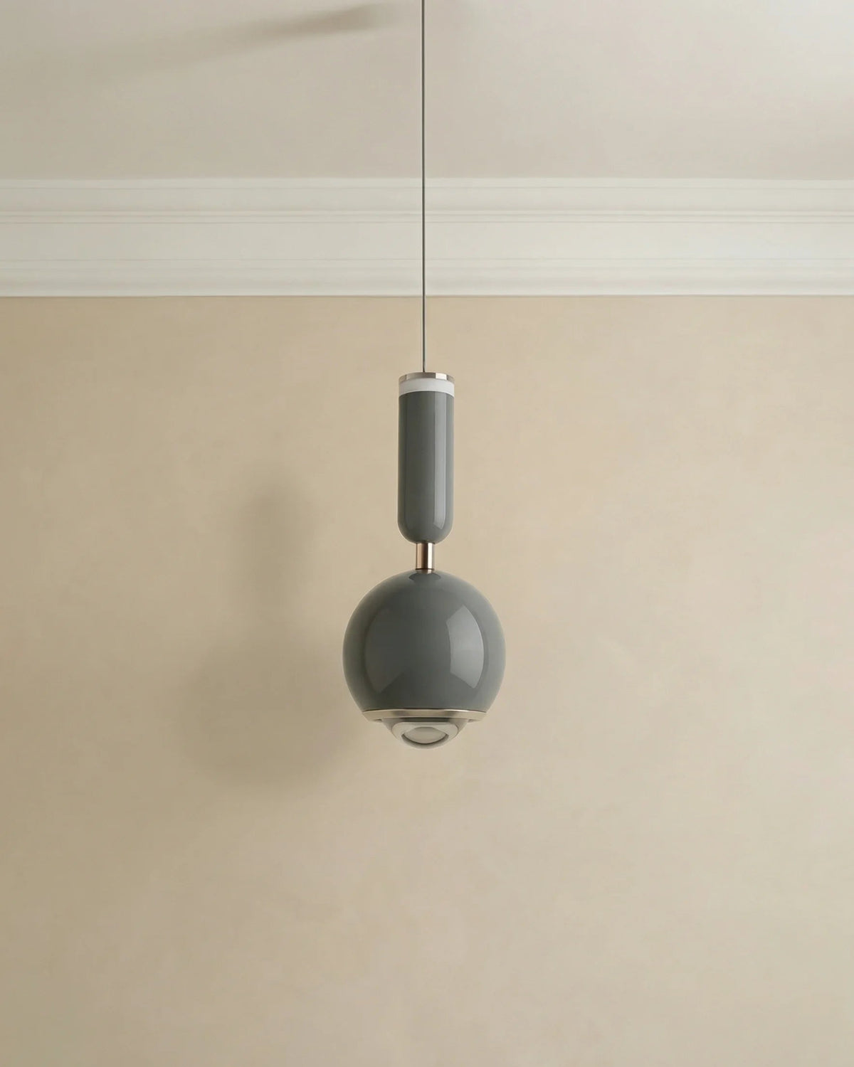 Grey glass pendant light in a Dubai kitchen