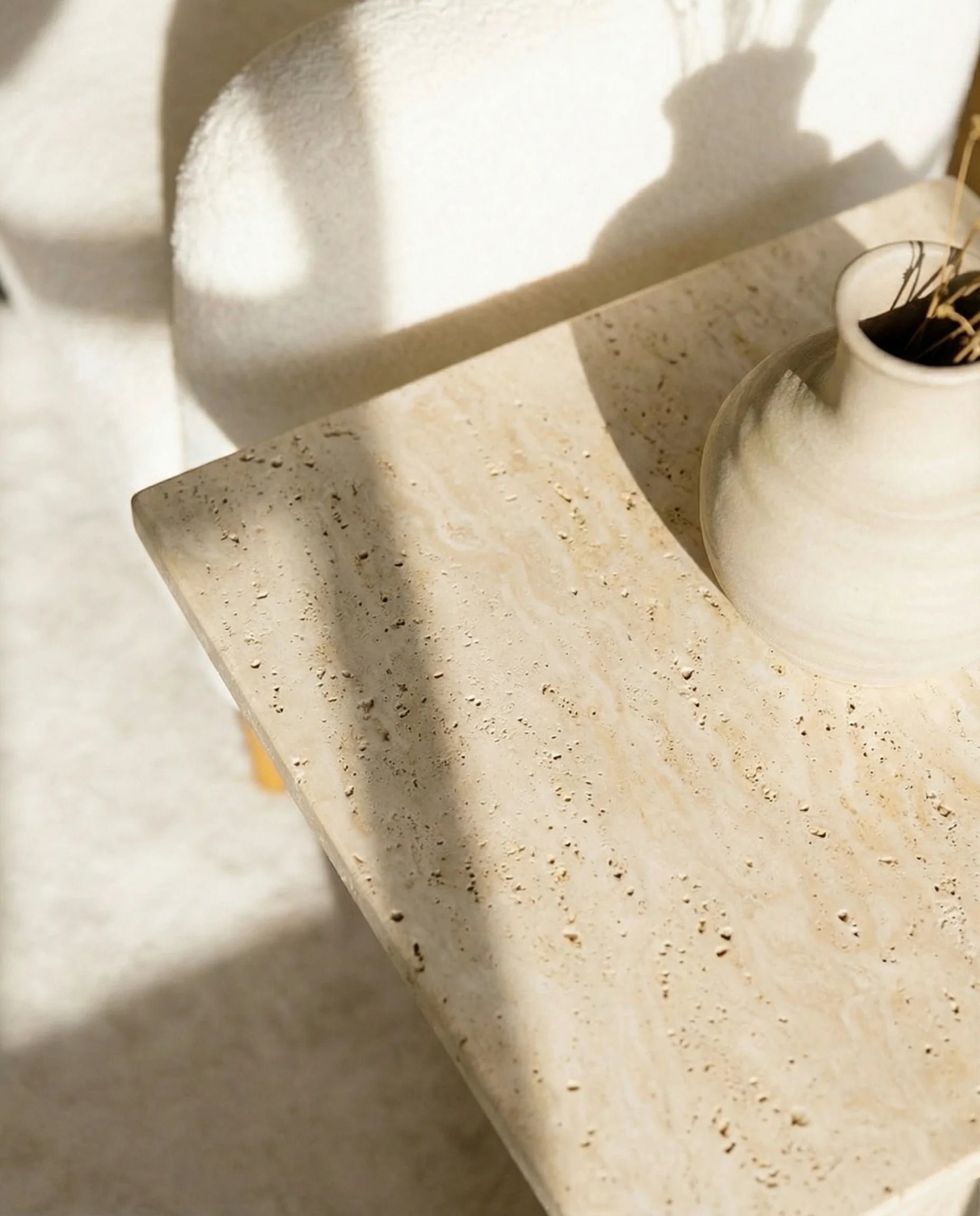 Norman Travertine Marble Side Table