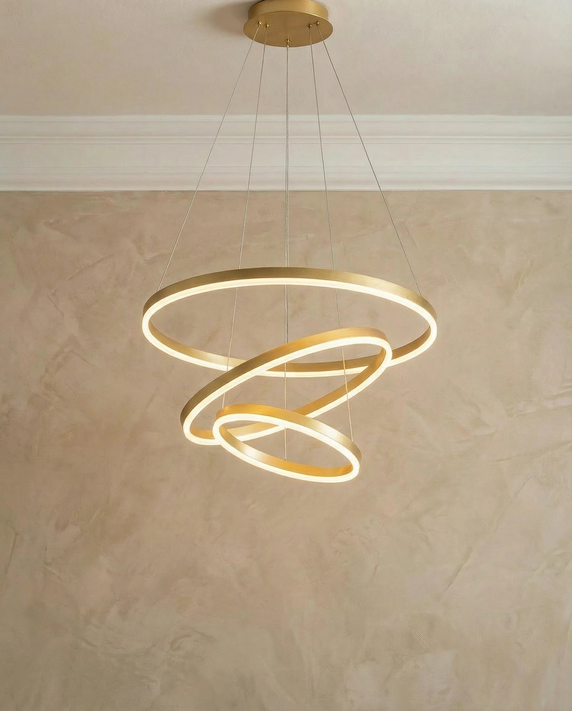 Nur Golden Tri ring LED Pendant Lamp