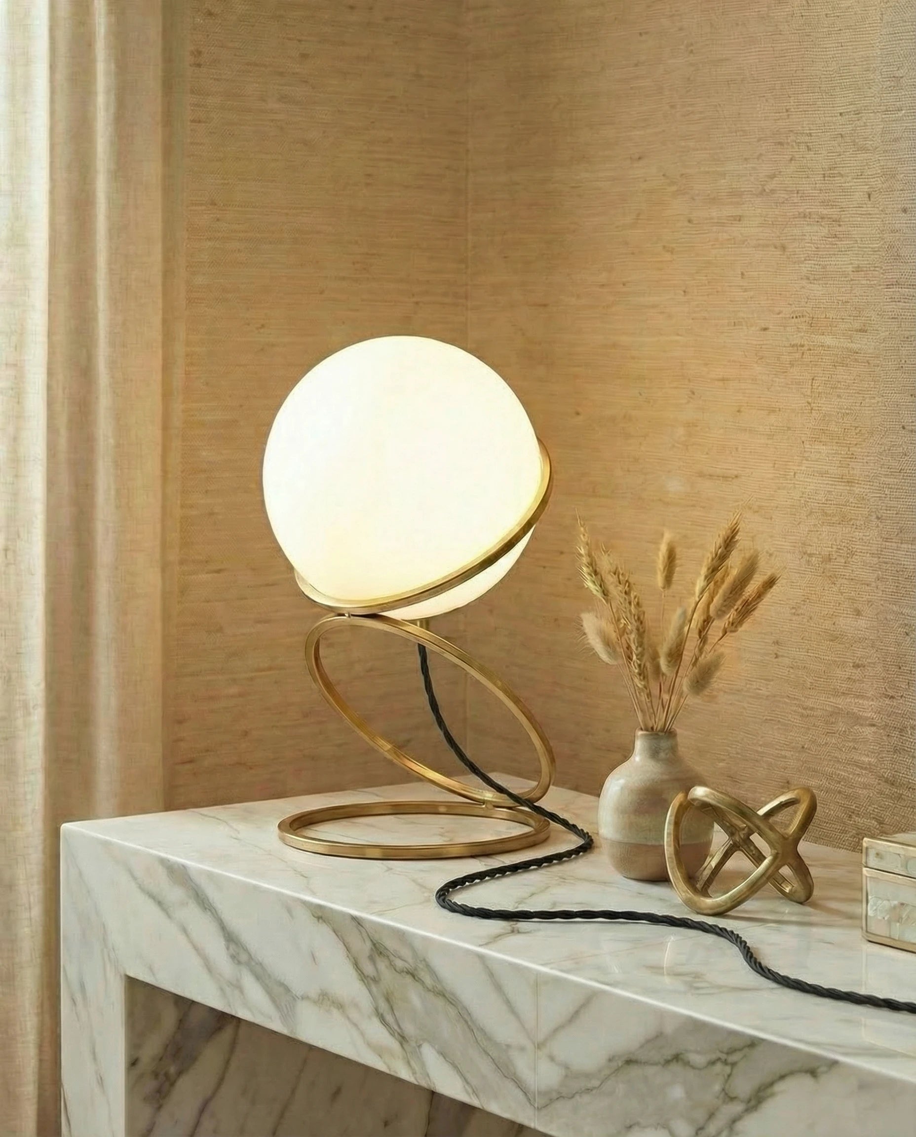 Orb Golden Tri-ring Table Lamp