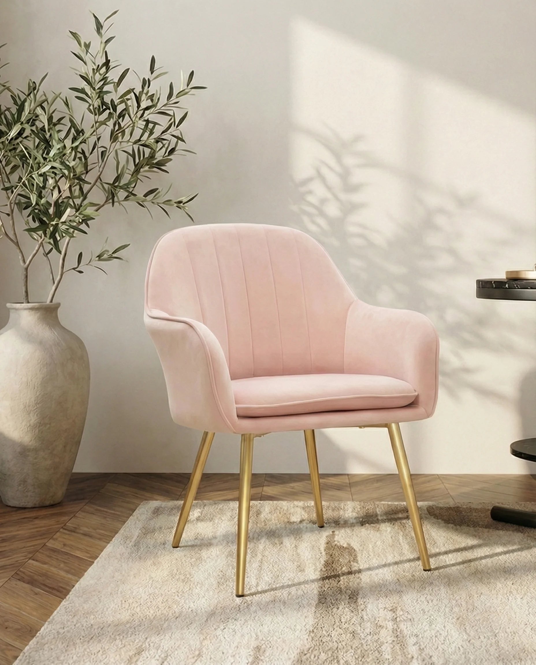 Panama pink luxury velvet dining chair in a Dubai dining room