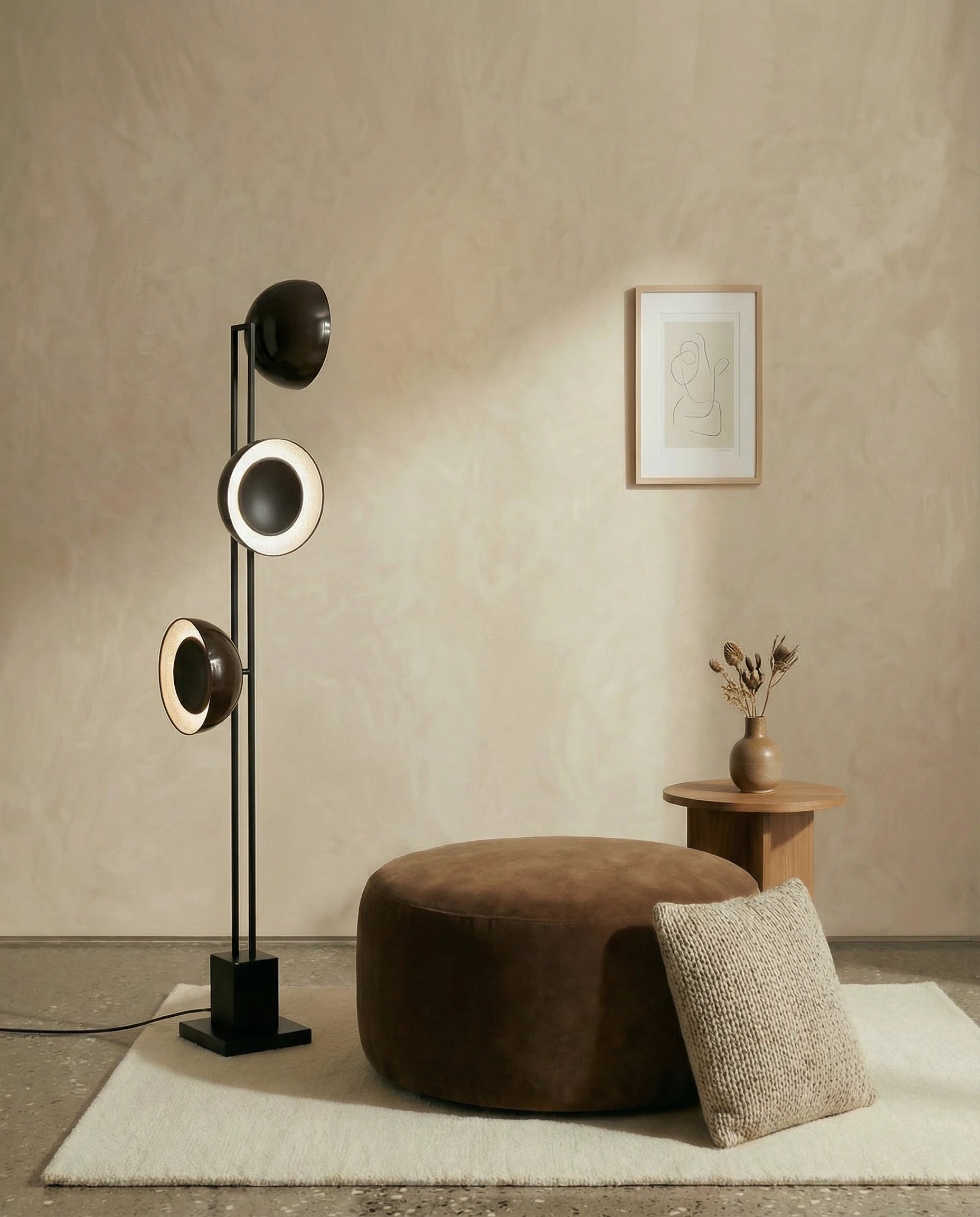 Pluto Triple Sphere Black Floor Lamp