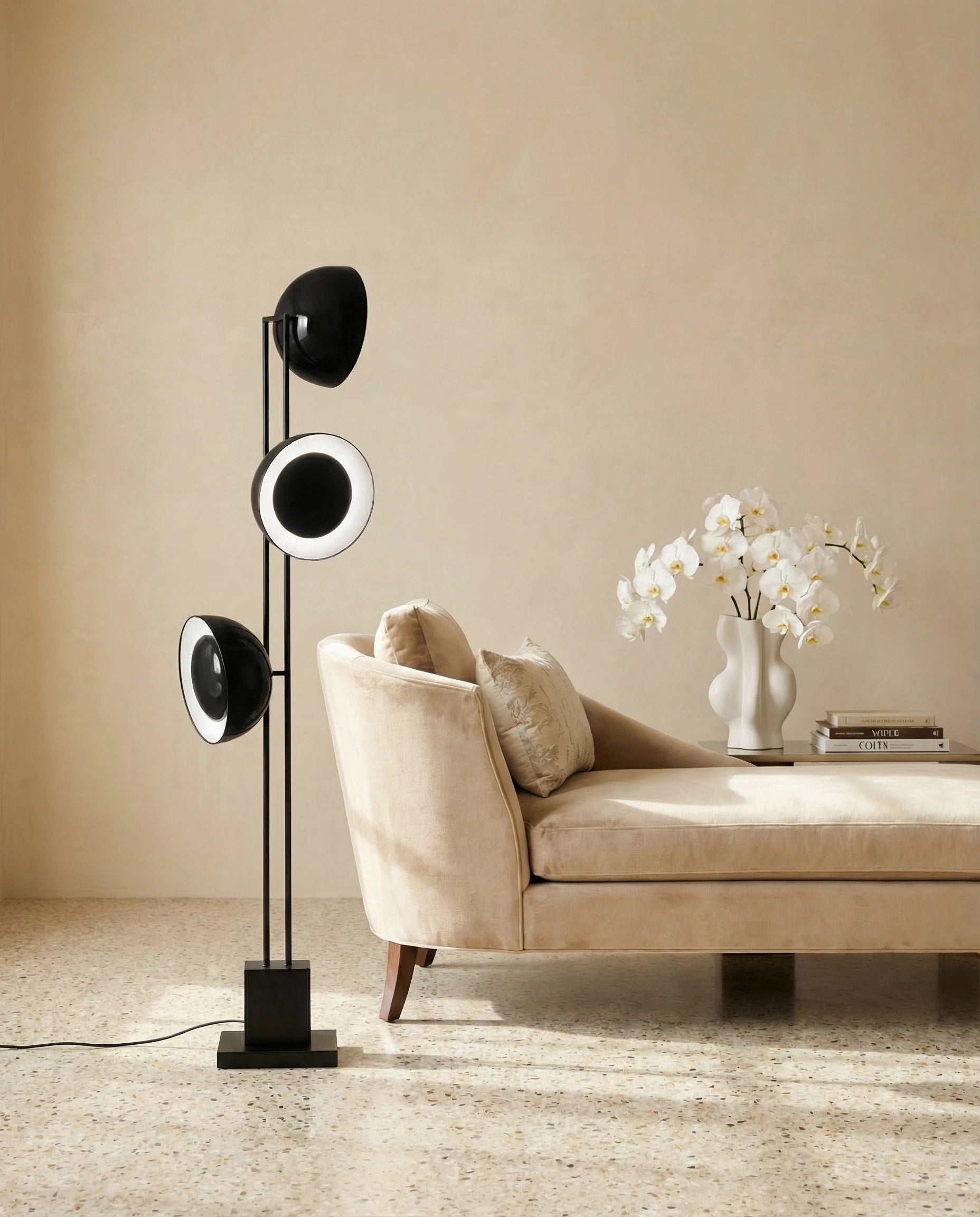 Pluto Triple Sphere Black Floor Lamp