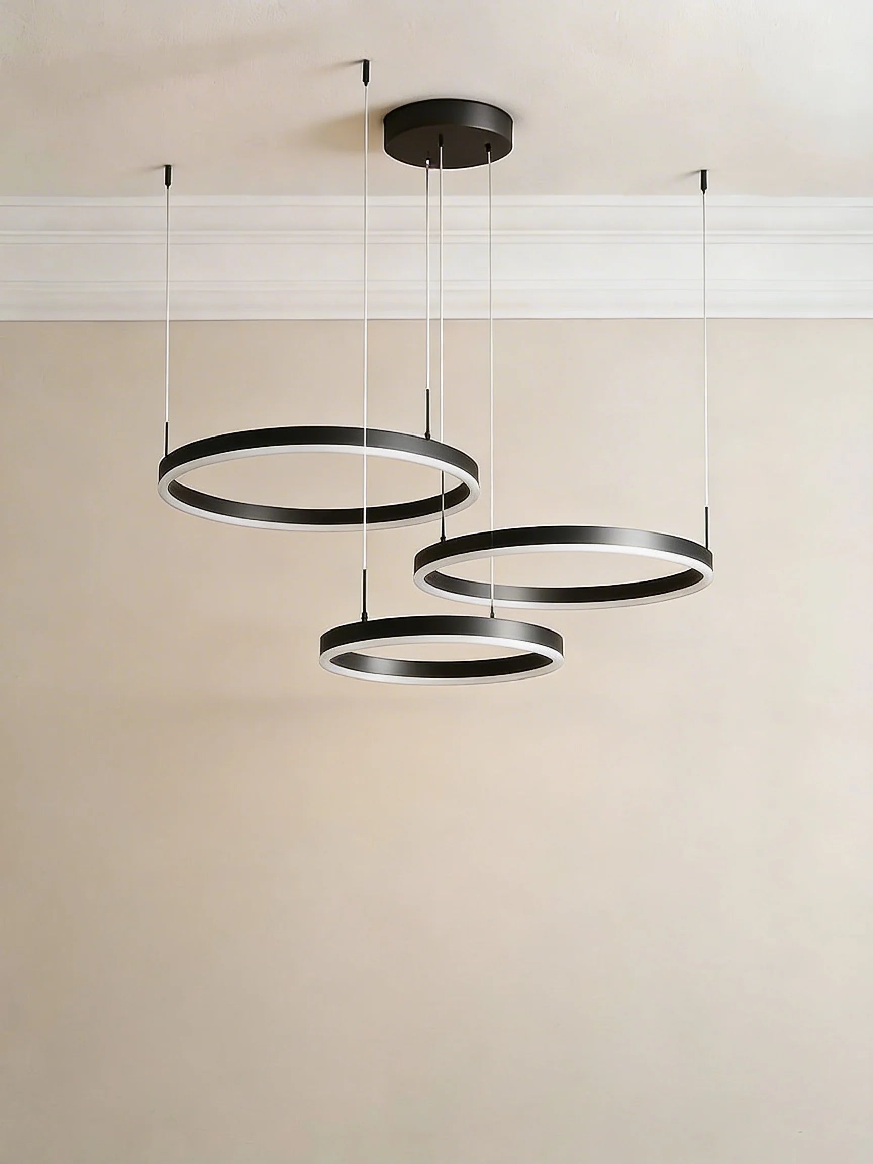 Possini Black Tri Ring Hanging Lights