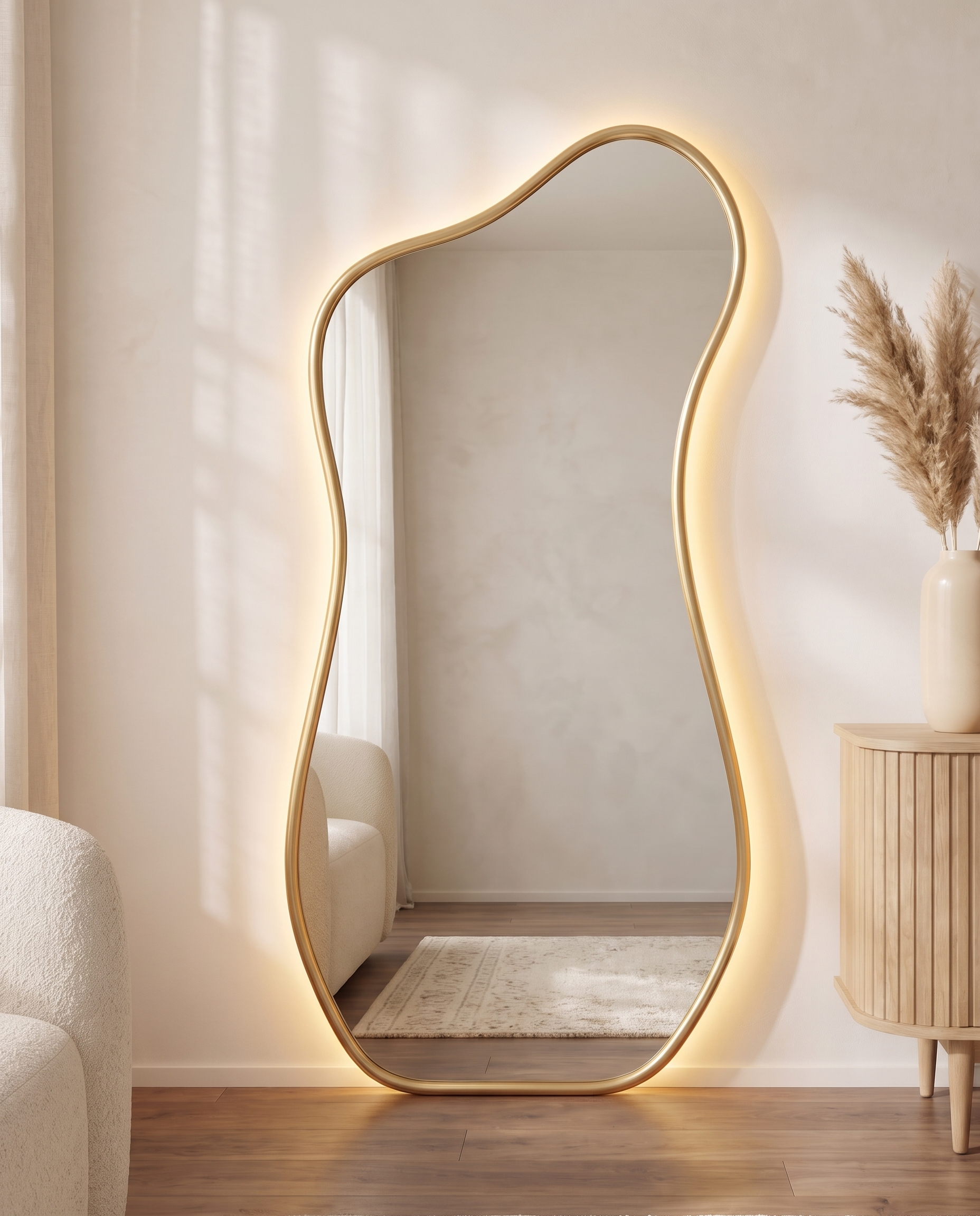 Ralph backlit mirror with golden frame