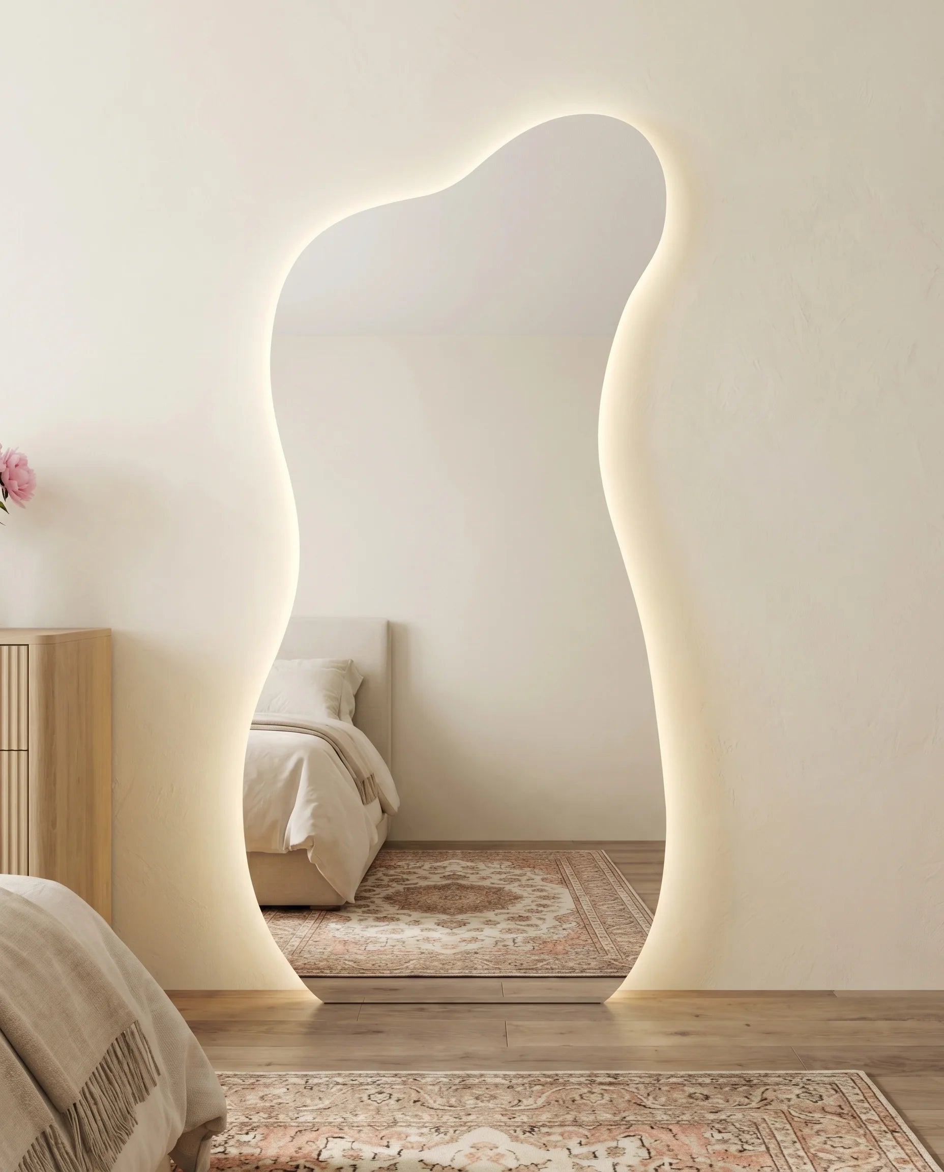 Ralph LED Squiggly Frameless Standing Mirror